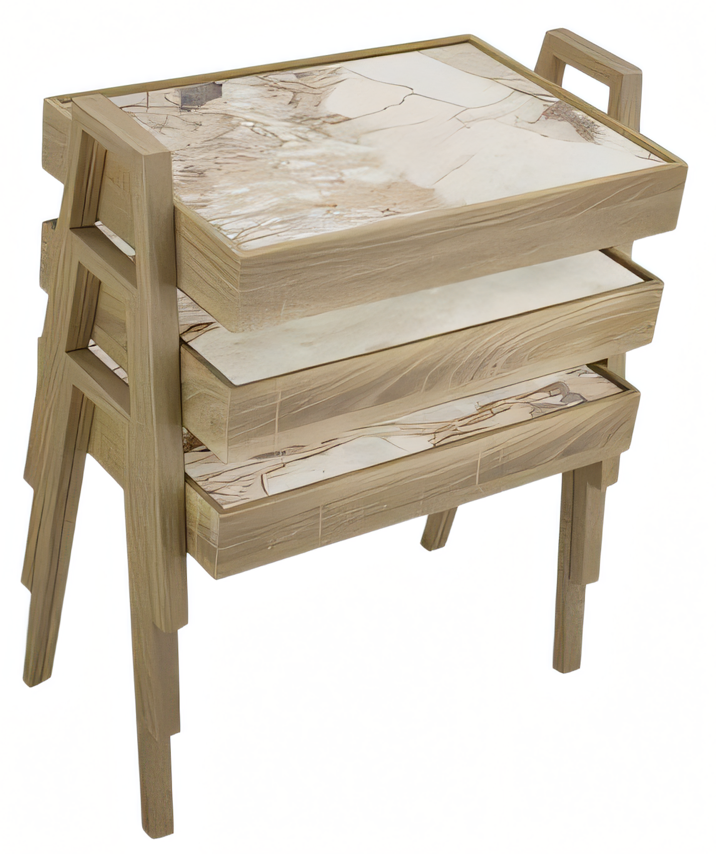 Couchtisch-Set aus Holz in Beige elegant und stilvoll