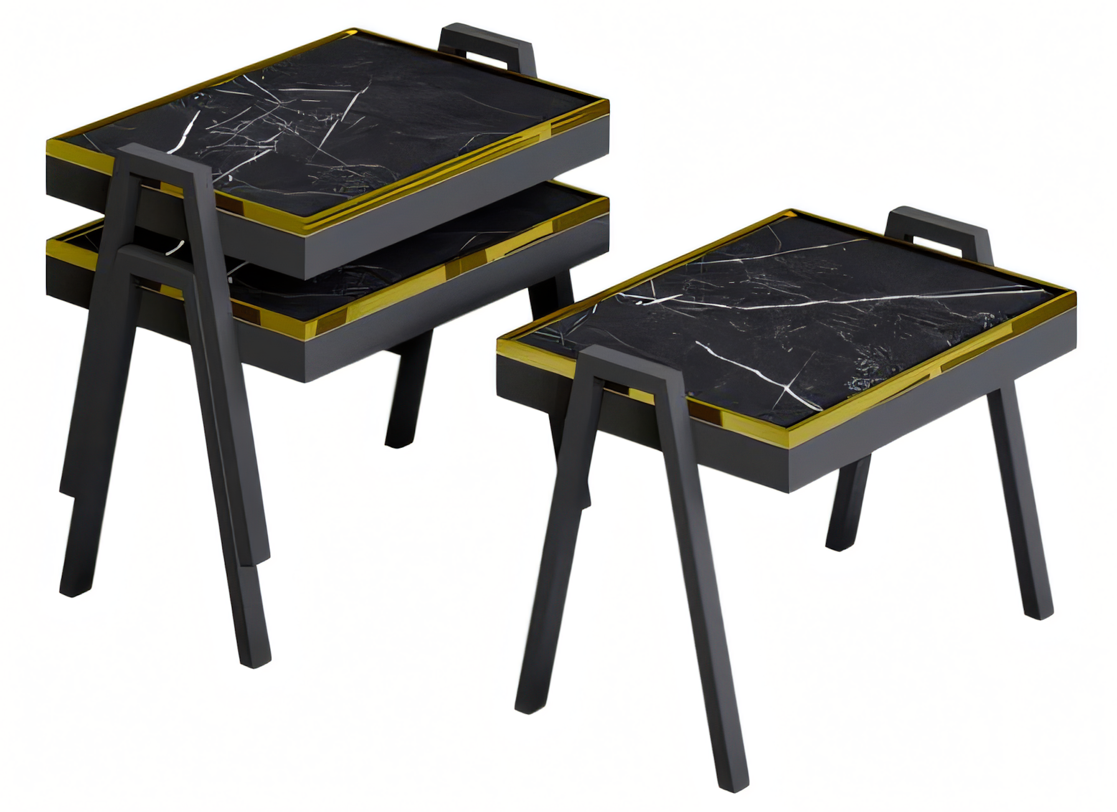 Schwarzes Holz Couchtisch-Set modern und stilvoll