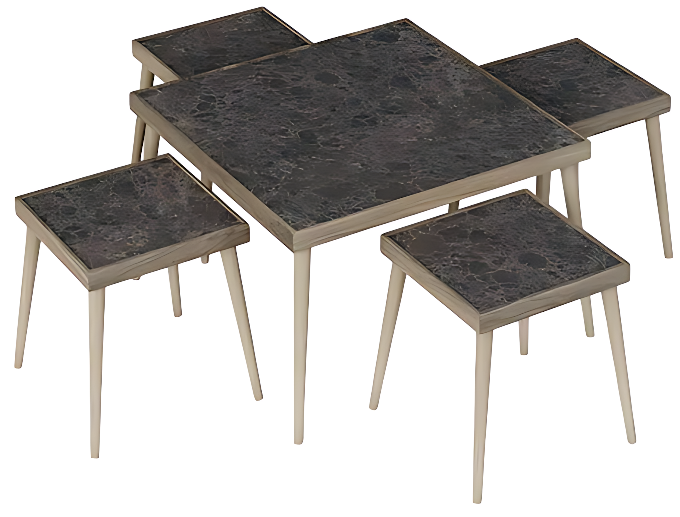 Elegantes schwarzes Wohnzimmer-Set aus Holz und MDF in klassischem