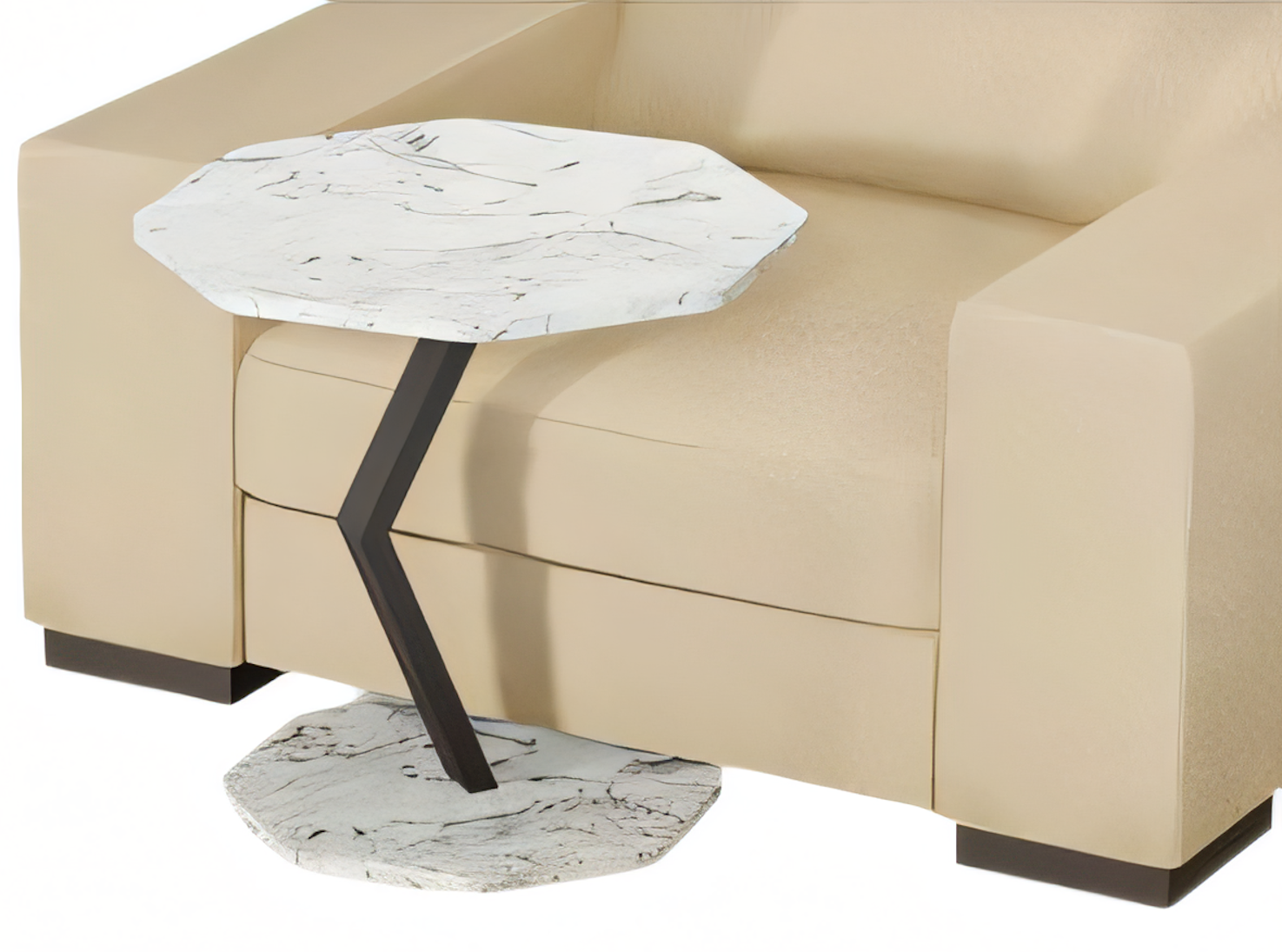 Weißer Beistelltisch aus Holz mit Edelstahl modern