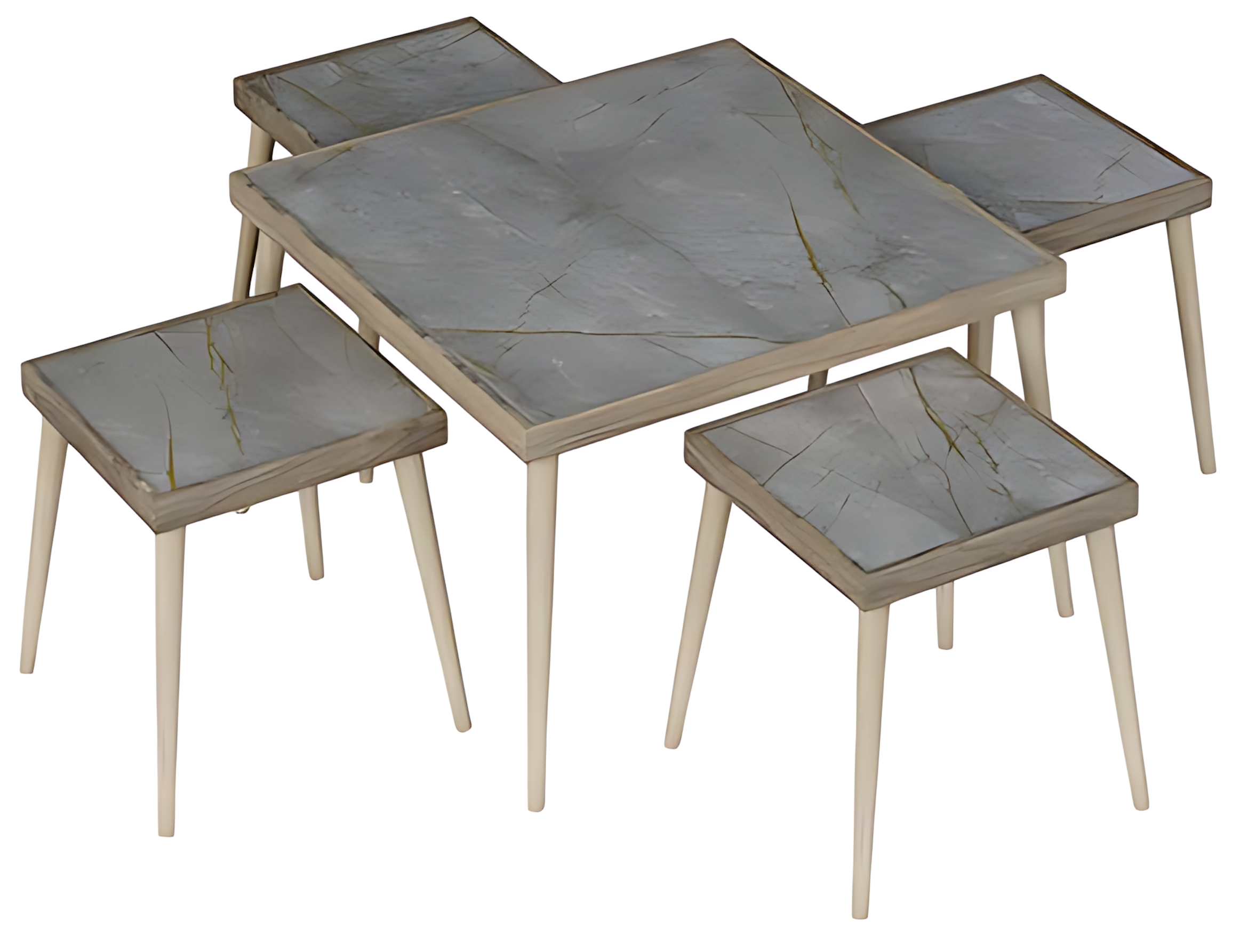 Modernes Wohnzimmer-Set Grau aus Holz und MDF