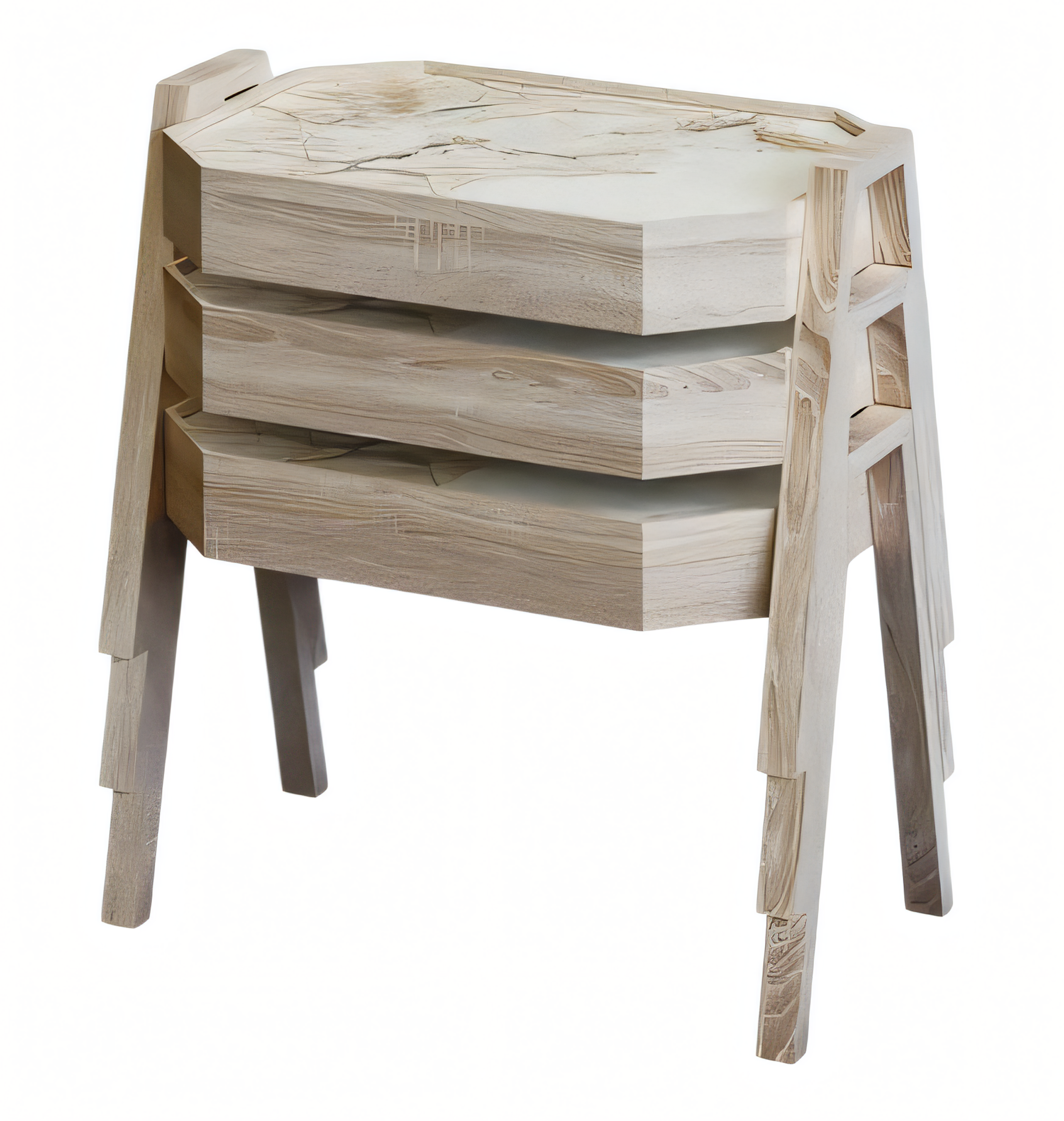 Elegantes Beiges Holz Couchtisch-Set Modern Wohnzimmermöbel