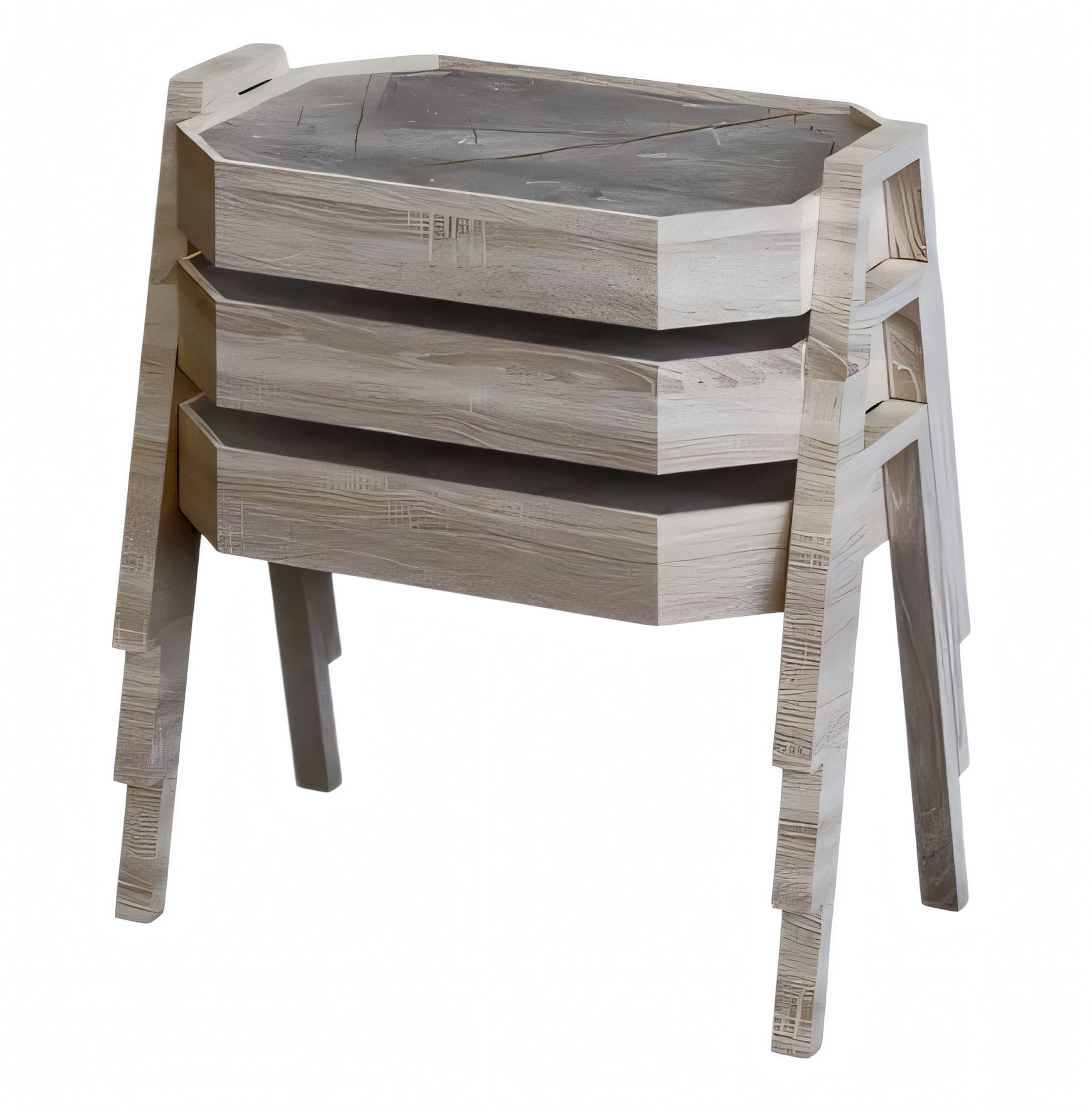 Elegantes graues Couchtisch-Set aus Holz im modernen Stil