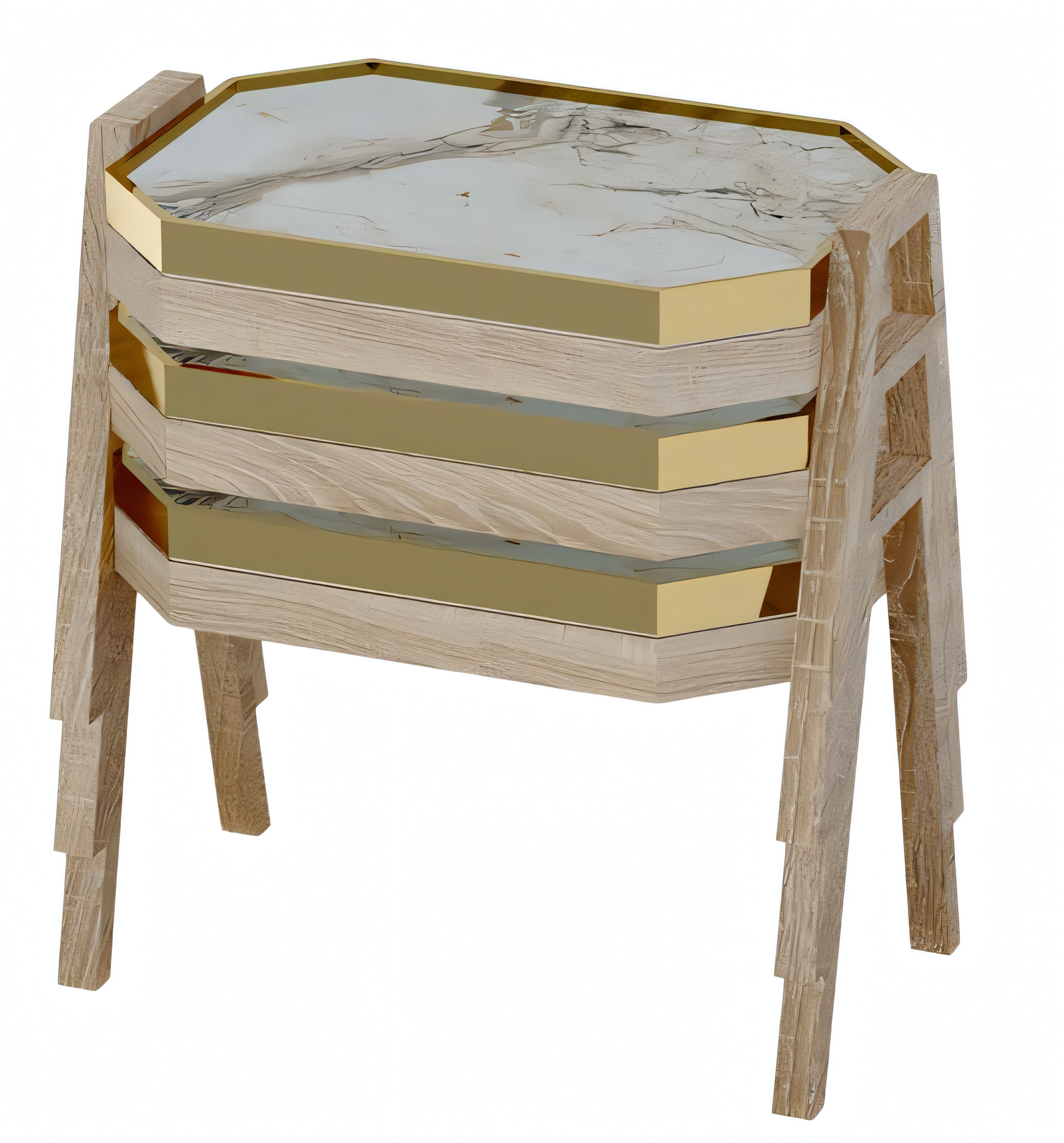 Couchtisch-Set aus Holz in Beige modern elegant