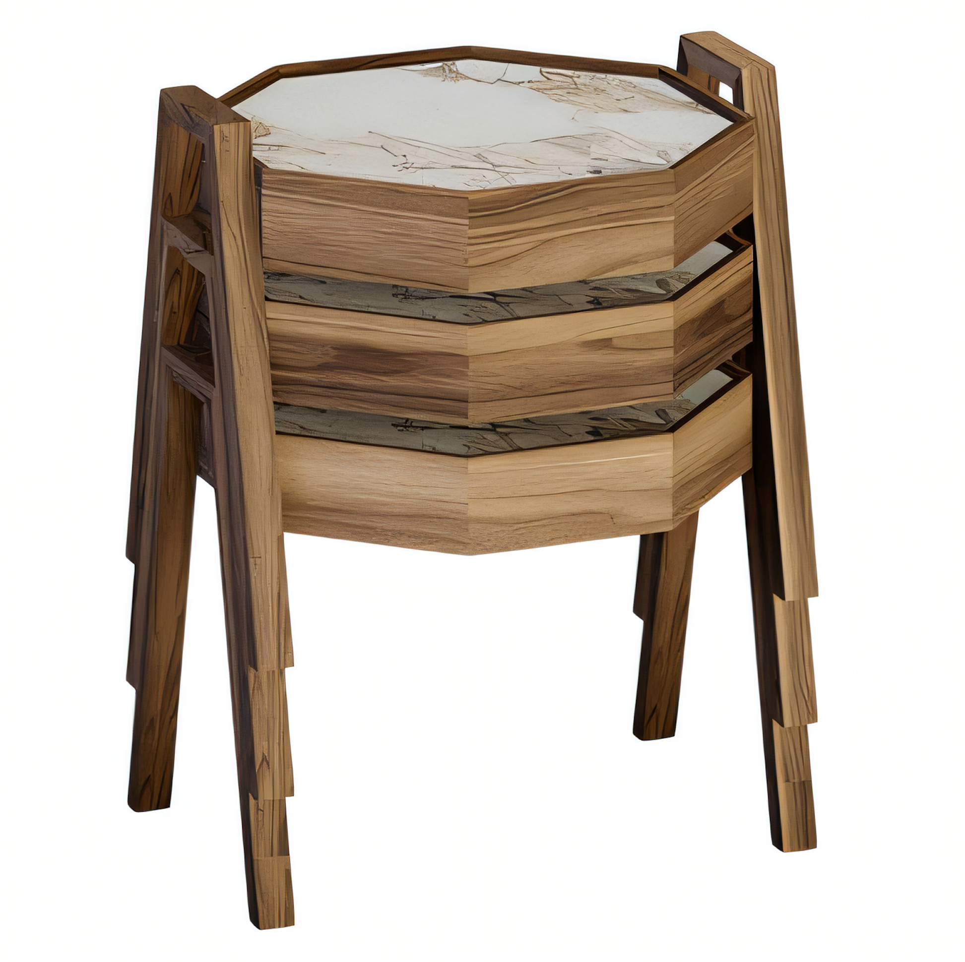Elegantes braunes Holz Couchtisch-Set modern, stilvoll, hochwertig