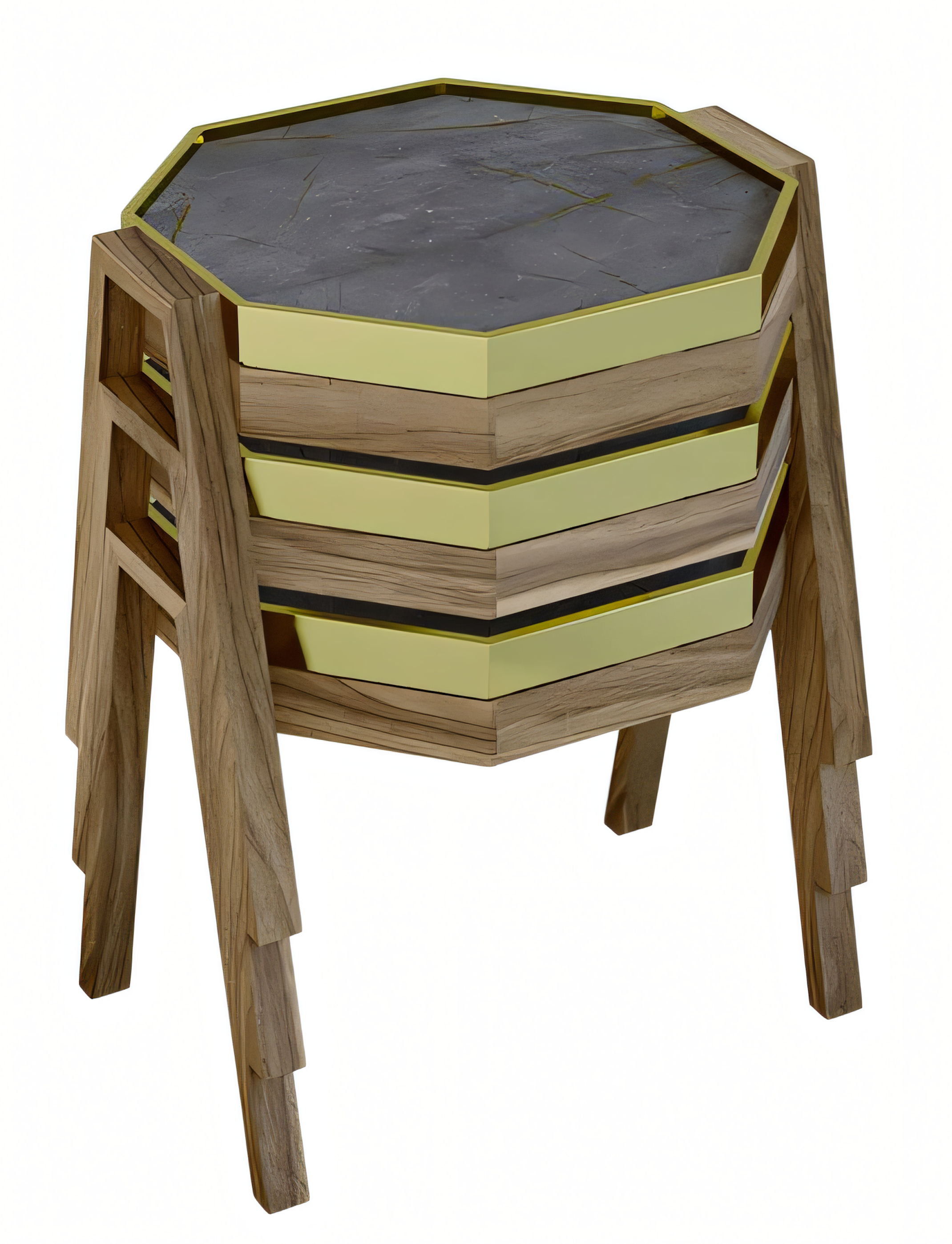 Elegantes schwarzes Couchtisch-Set aus Holz im modernen Design