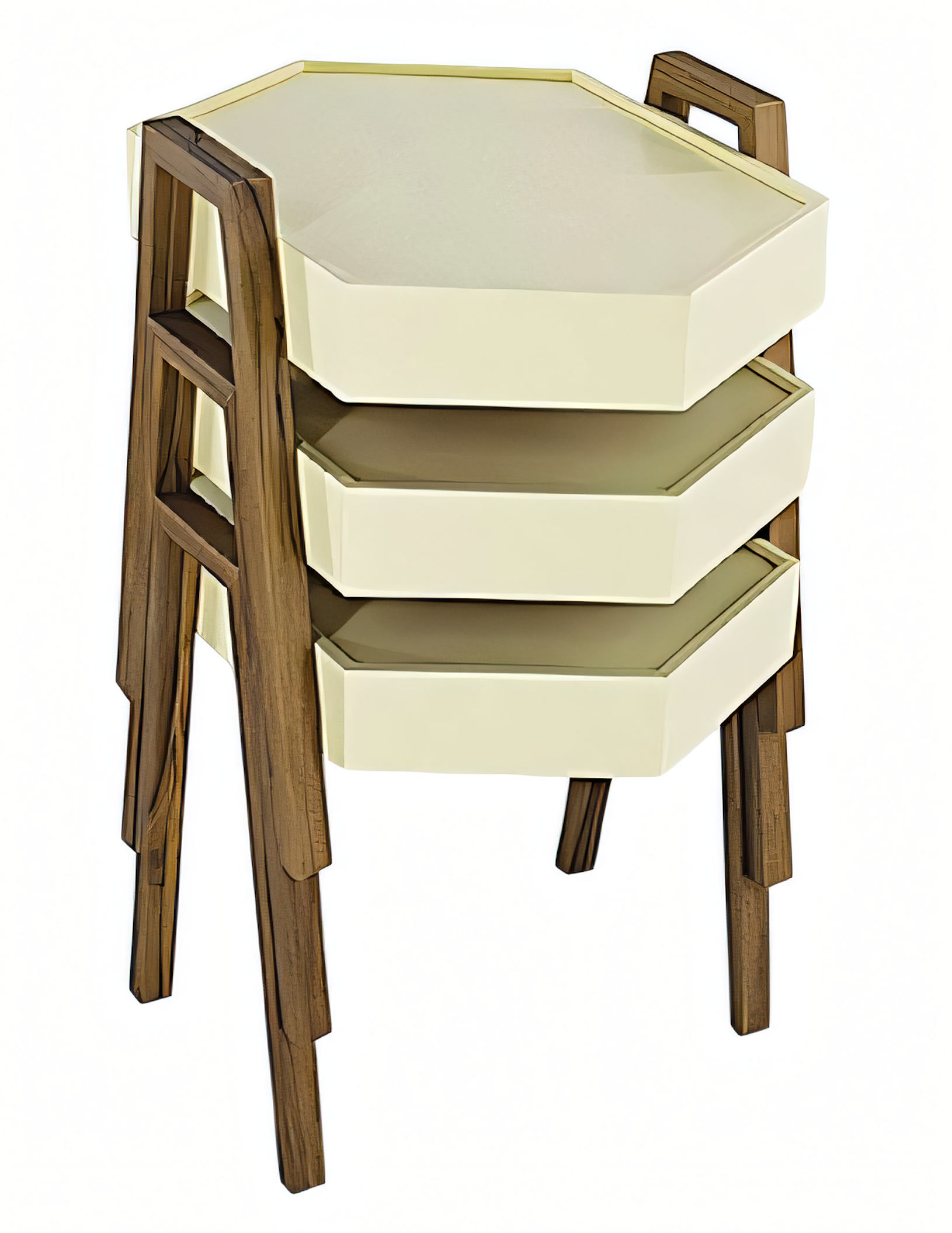 Couchtisch-Set aus Holz in Beige modern elegant