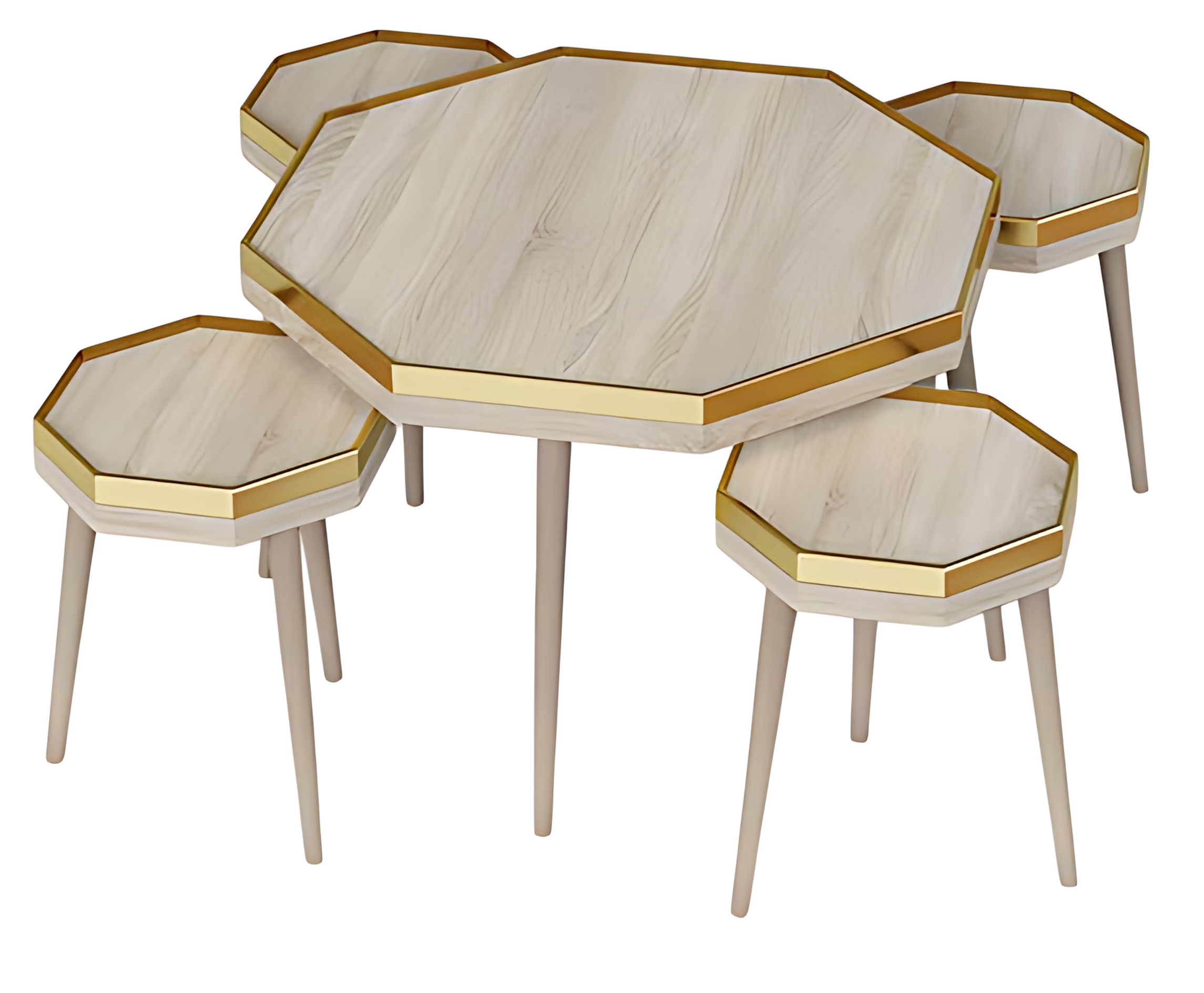 Wohnzimmer-Set Beige Holz Modern Elegant