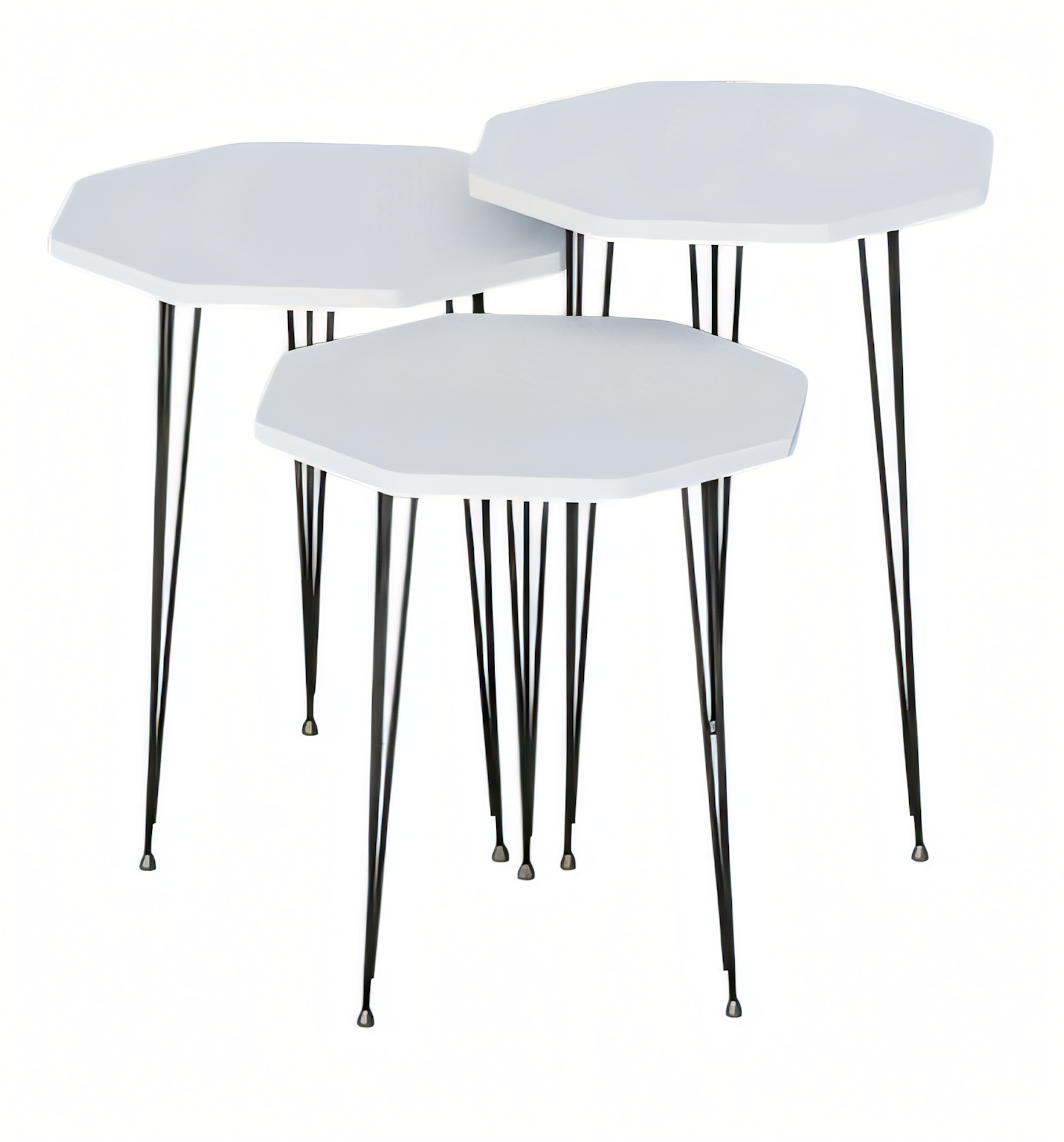 Weißes Metall-Holz Couchtisch-Set modern