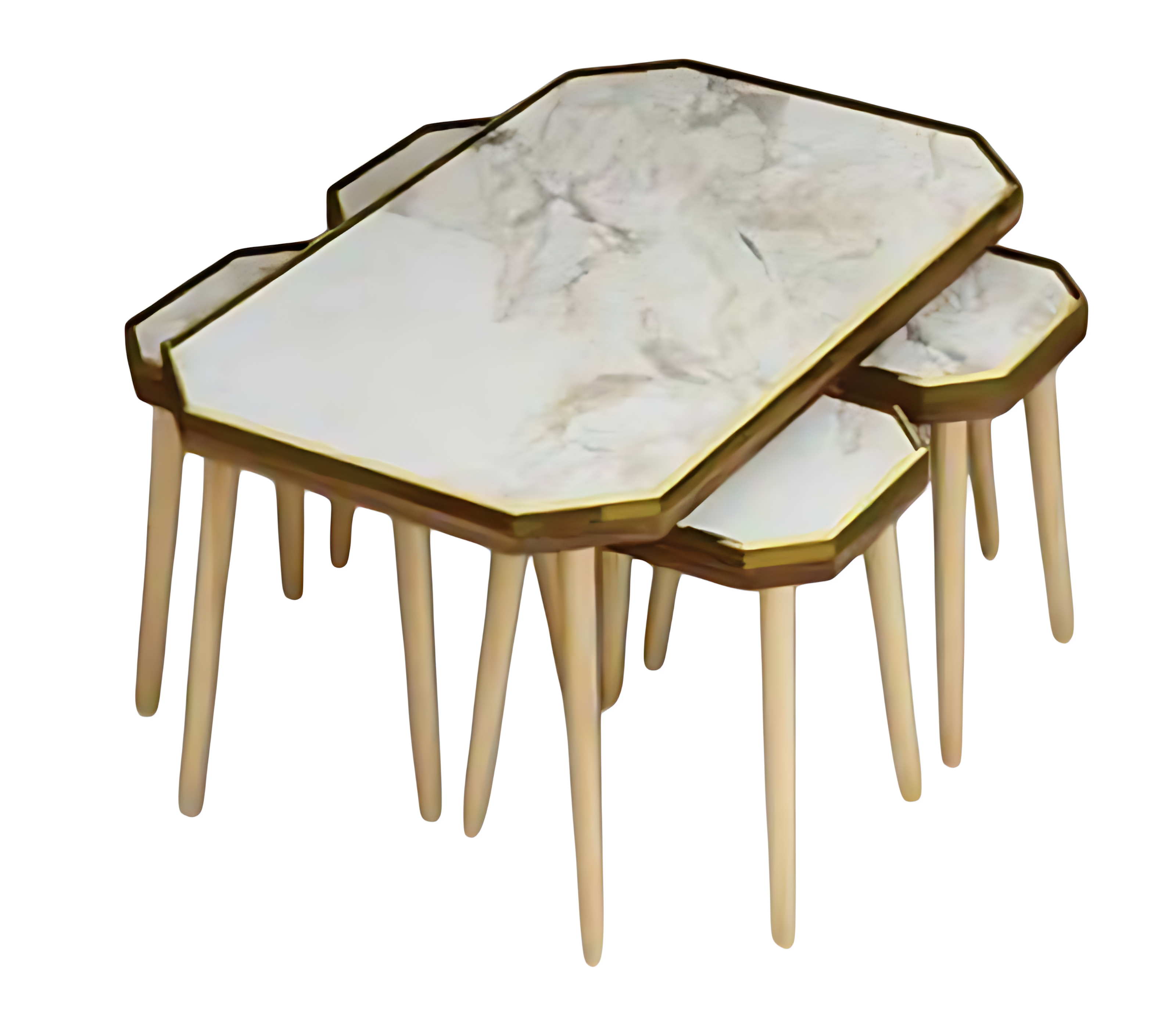 Wohnzimmer-Set Grau aus Holz und Edelstahl modern und elegant