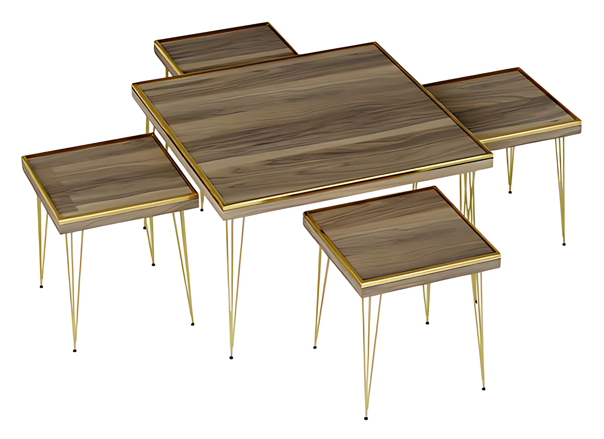 Wohnzimmer-Set Braun aus MDF und Edelstahl modern elegant