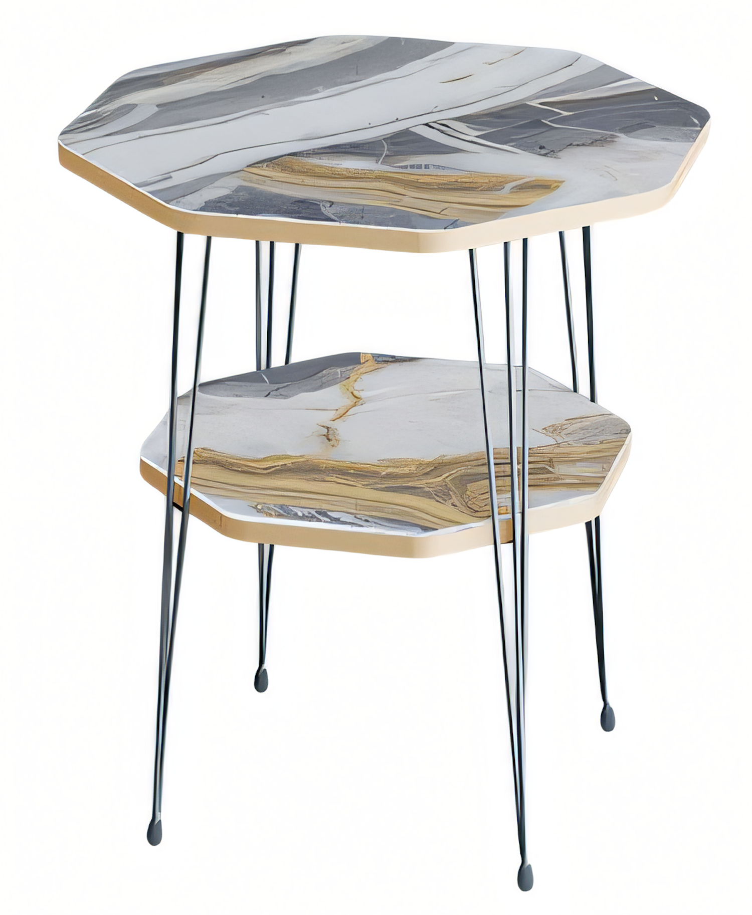 Beistelltisch aus Metall in Grau modern eleganter Wohnzimmertisch