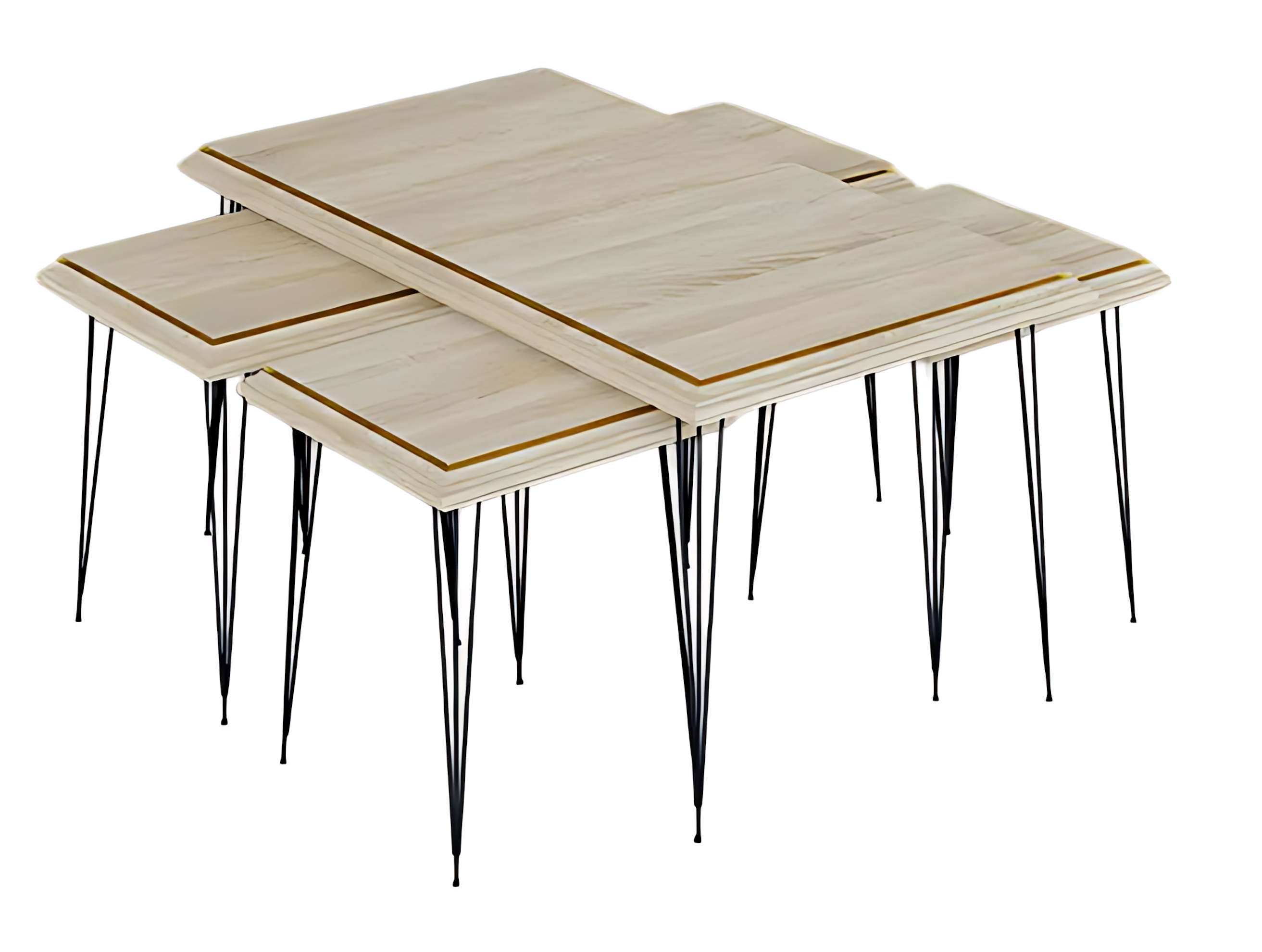 Eleganter Beigefarbener Couchtisch mit Beistelltischen aus MDF