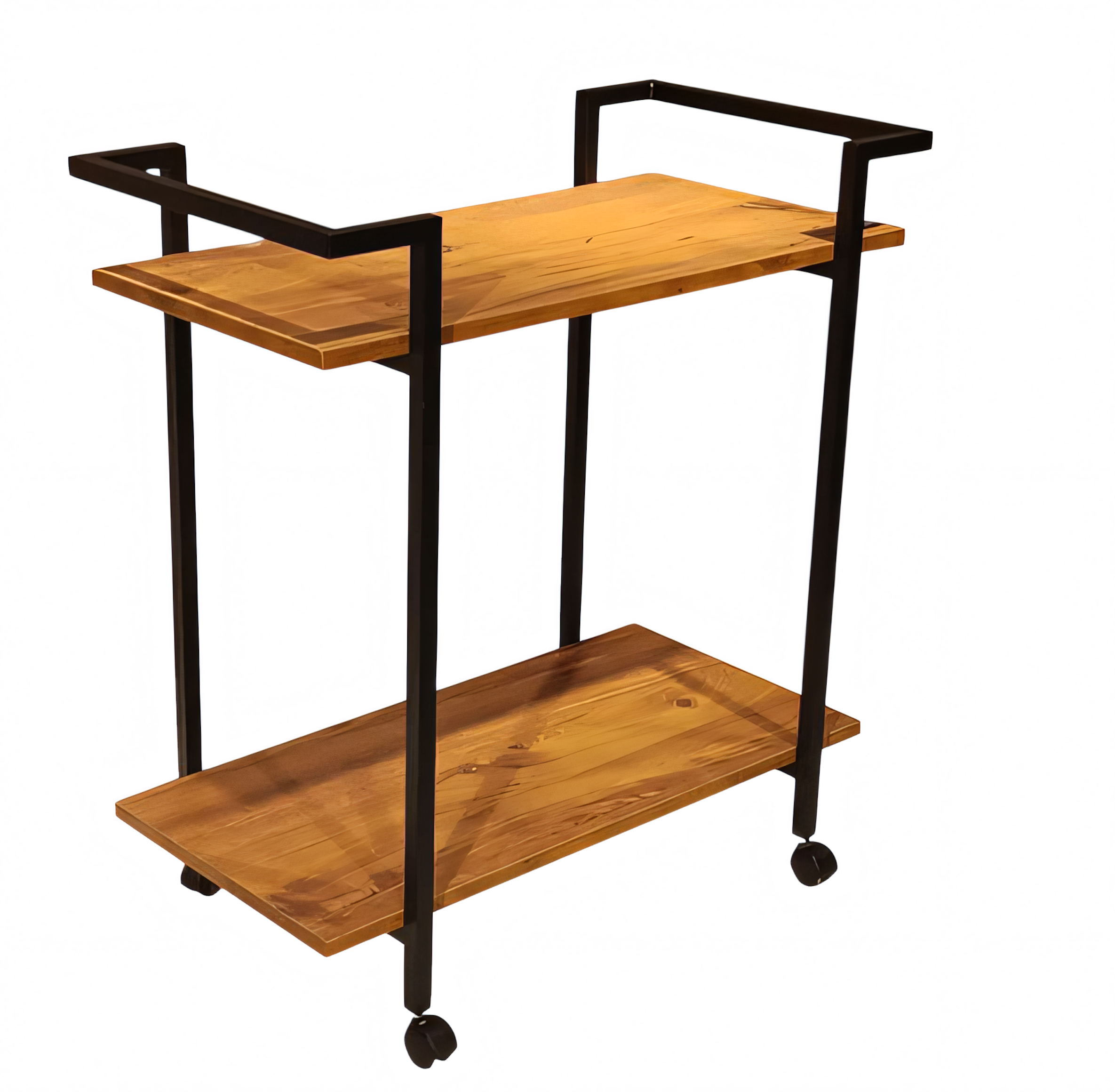 Eleganter Servierwagen aus Holz in Braun mit Edelstahlakzenten