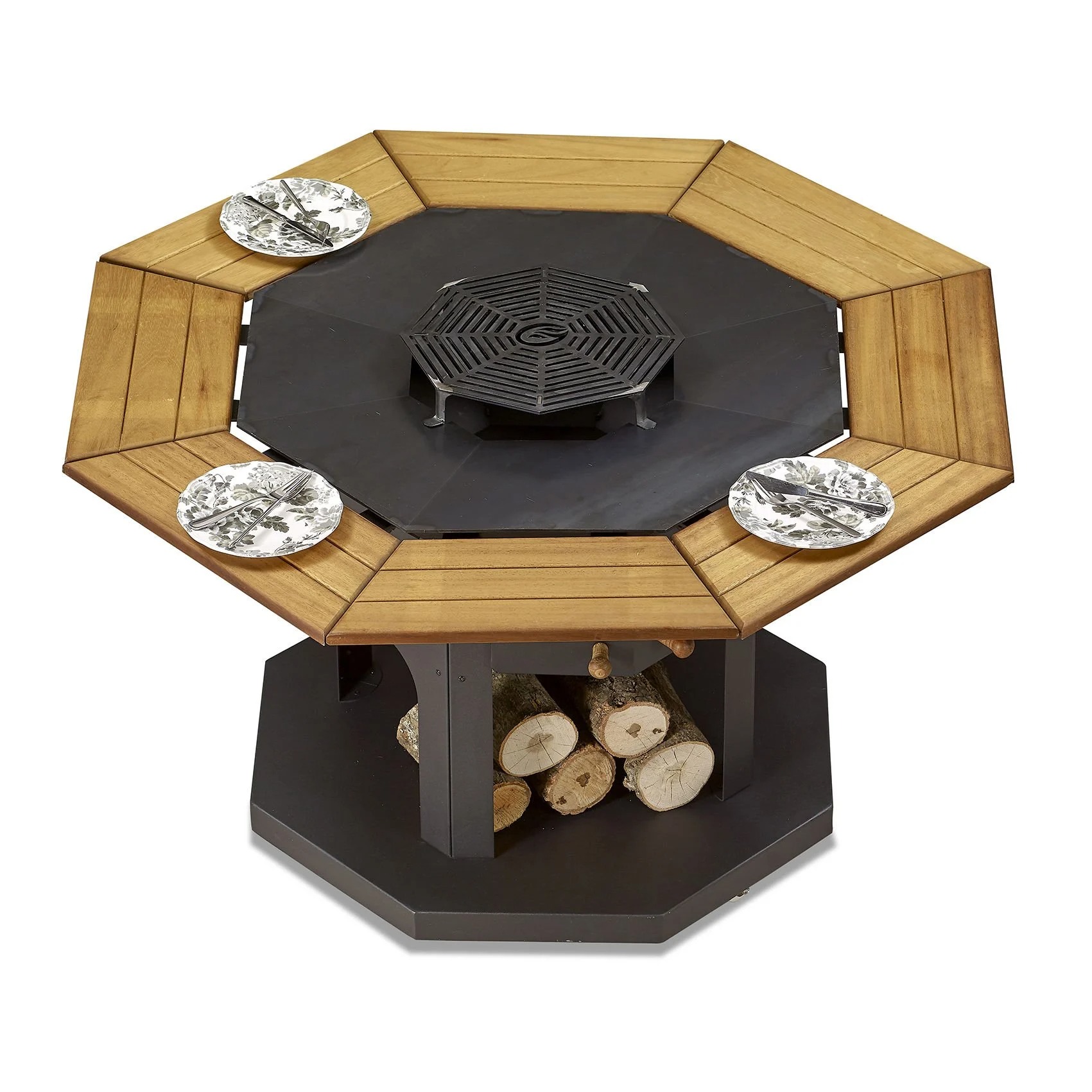 Eleganter schwarzer Holz-Grilltisch für Gartenpartys