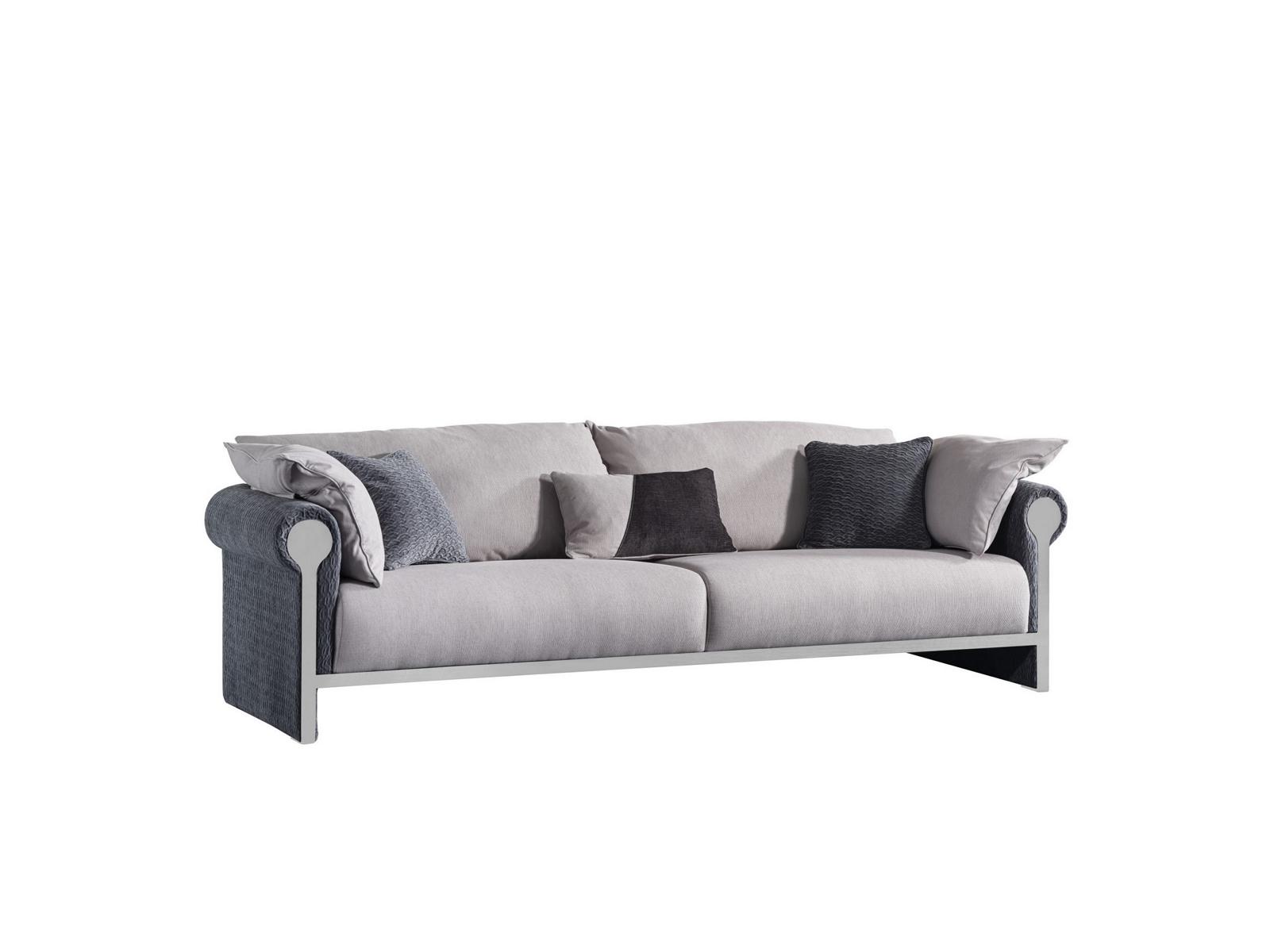 Graues Holz-Textil 4-Sitzer-Sofa modernes Design