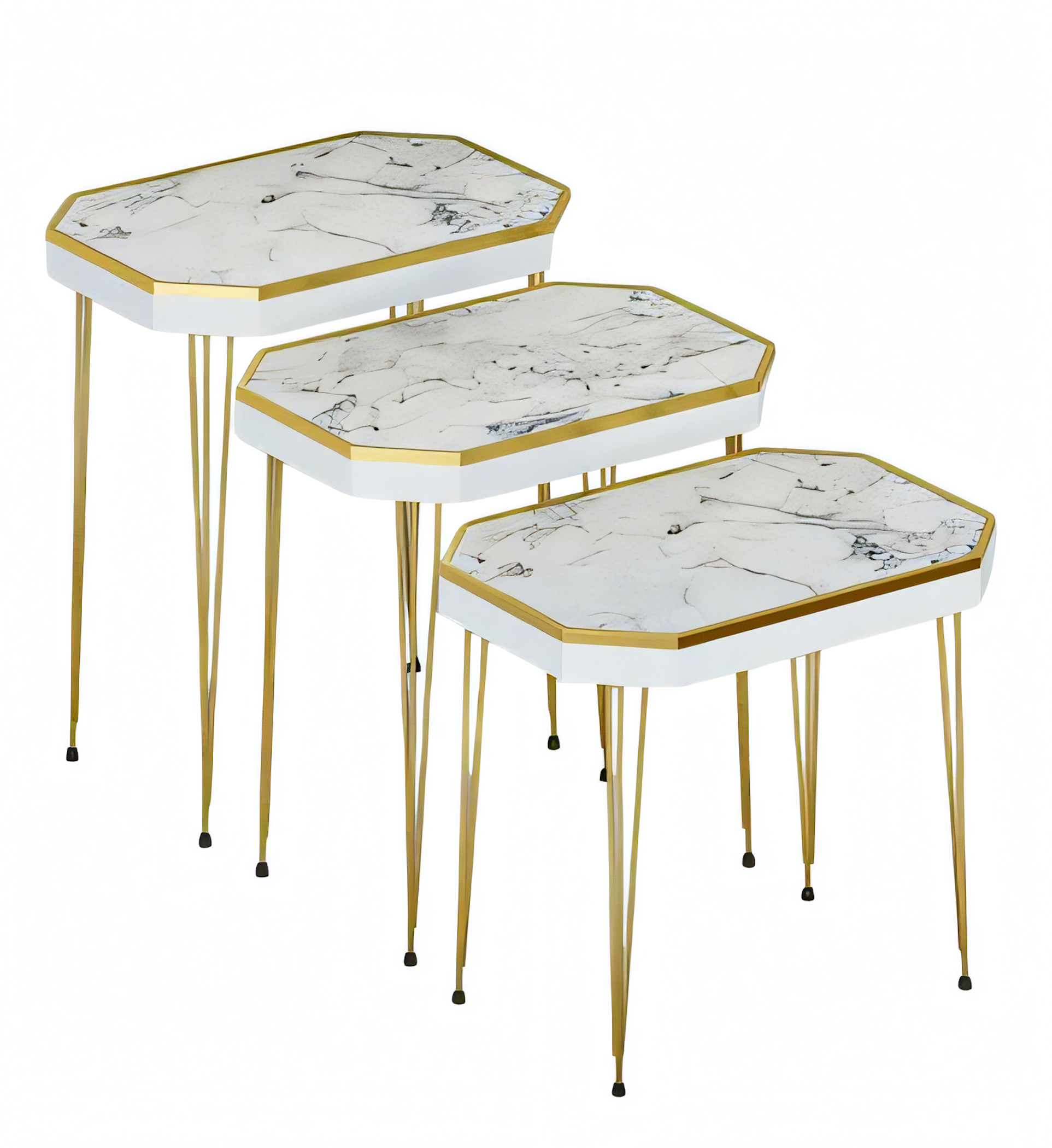 Elegante weiße Holz Beistelltische im modernen Stil, vielseitiges Set