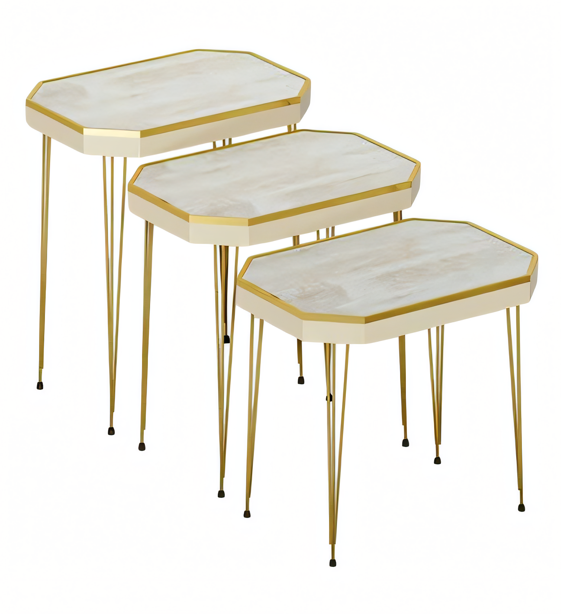 Beistelltische aus Holz in Beige, modernes elegantes Set