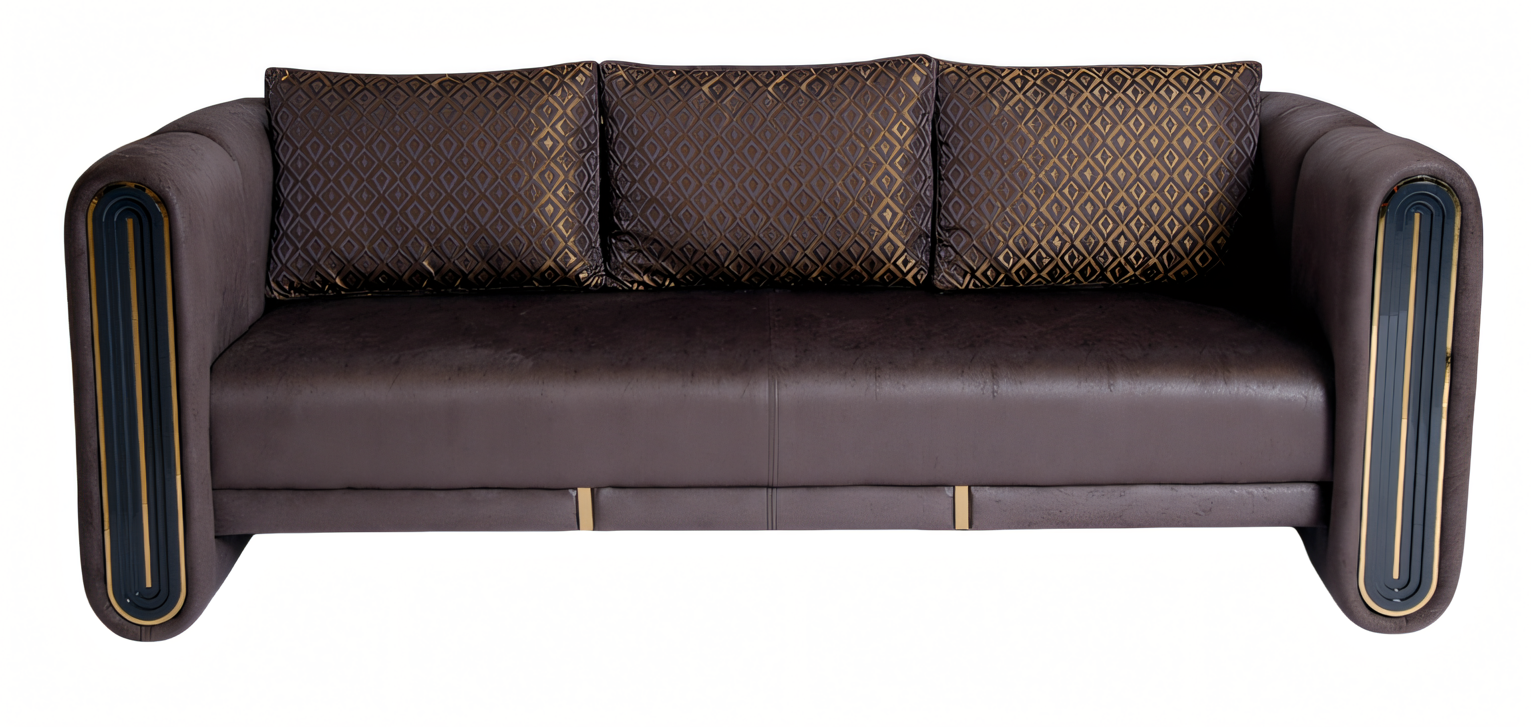 Elegantes braunes Stoffsofa für Arbeitszimmer im modernen Stil