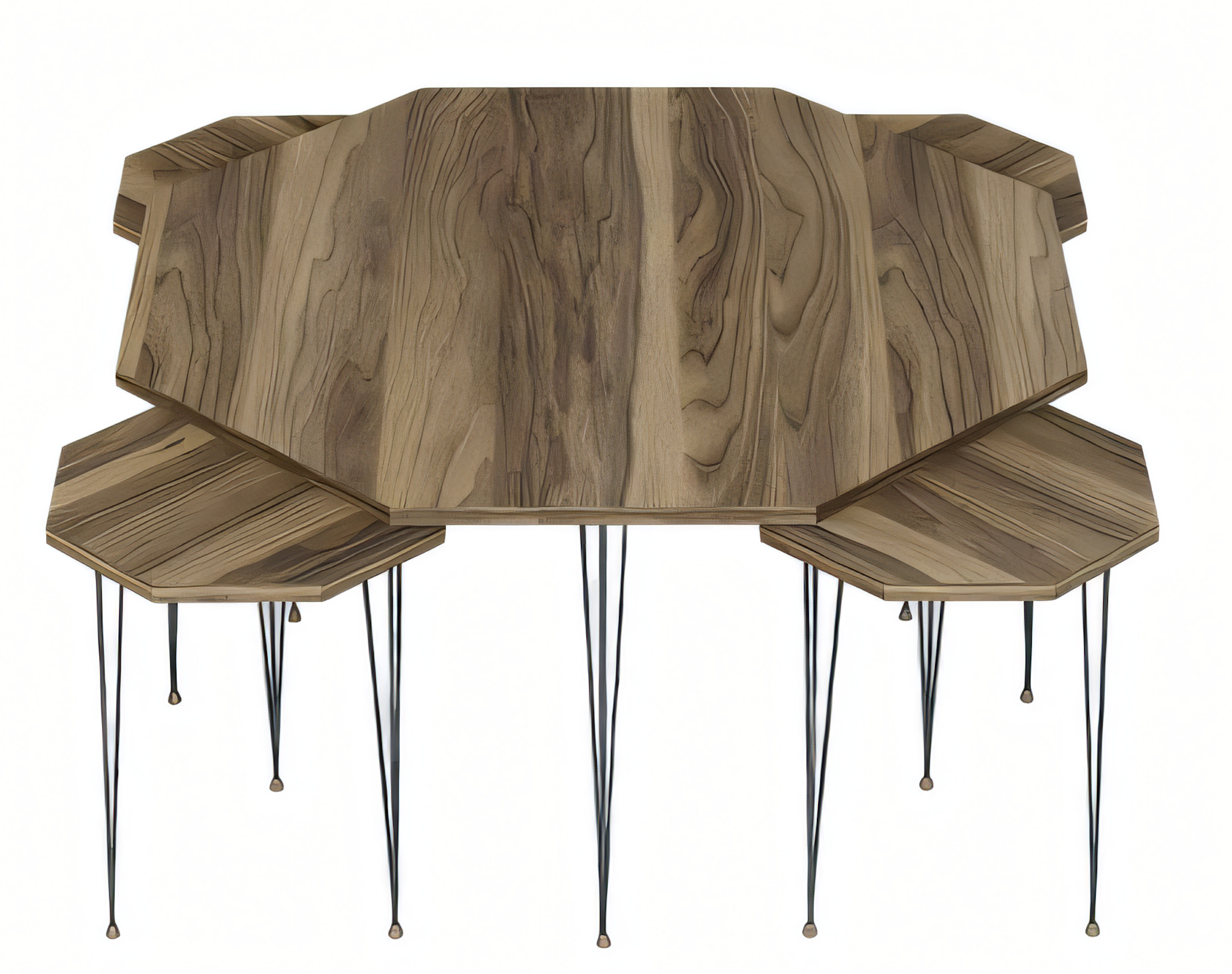 Eleganter Holz-Couchtisch mit Beistelltischen in Braun