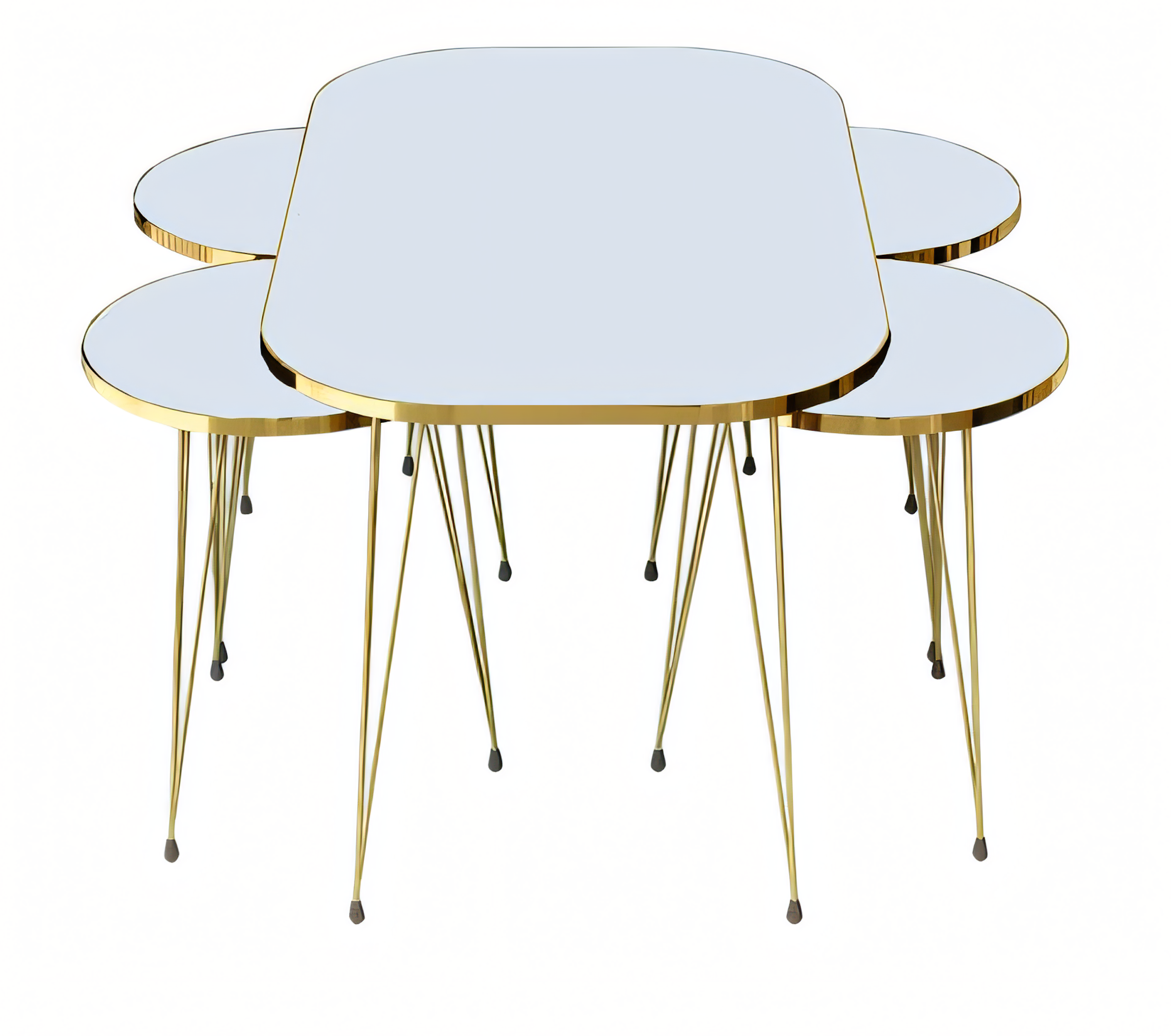 Eleganter weißer Holztisch mit Beistelltischen im modernen Stil