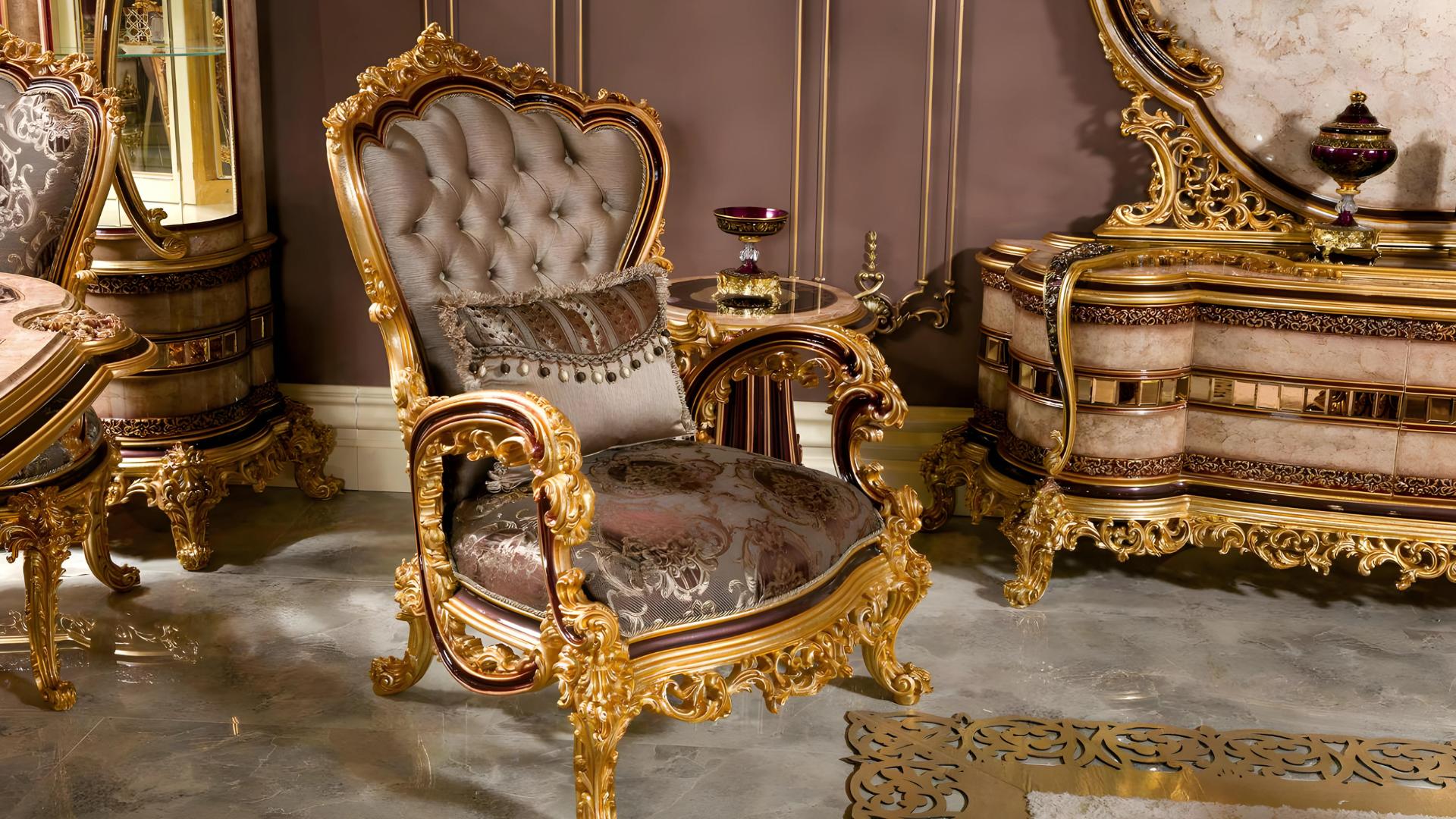 Beiger moderner Sessel aus Textil mit Holzrahmen