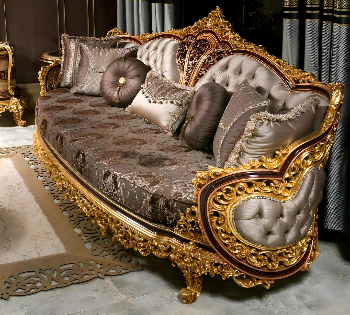 Beige Stoffsofa 3-Sitzer klassisches Design gemütlich