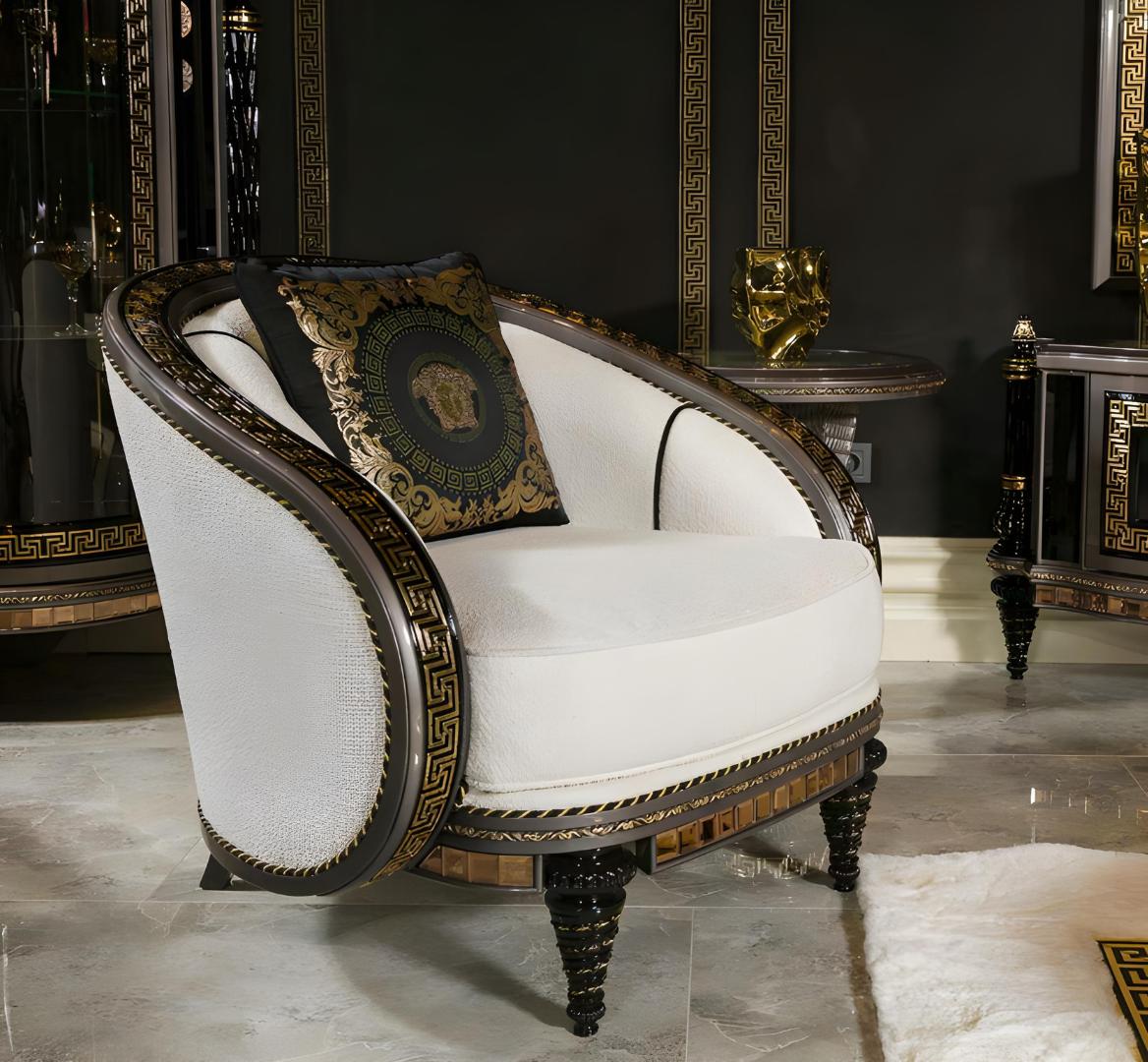 Moderner weißer Textilsessel mit elegantem Design