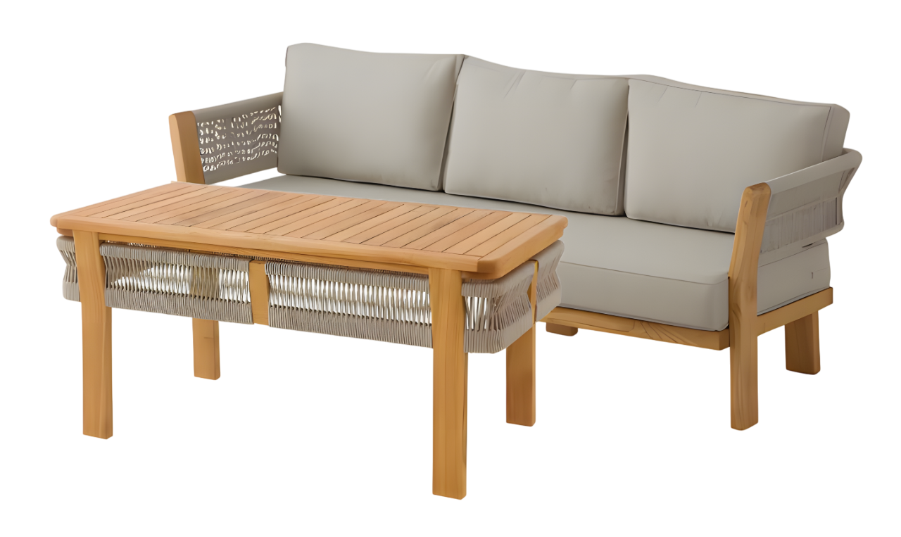 Gartenmöbel Set Grau Holz Textil Modern