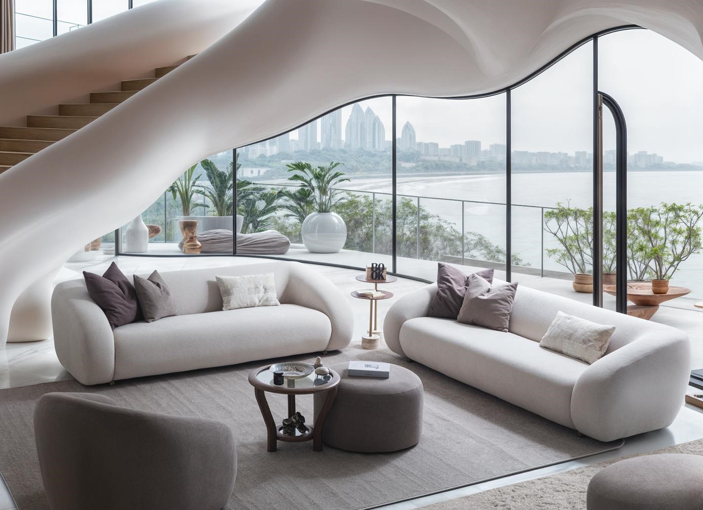 Moderner Wohnzimmer-Set 3+3+1-Sitzer Sofagarnitur mit Hocker