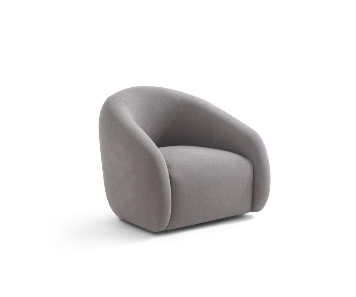 Moderner grauer Sessel aus Textil und Holz