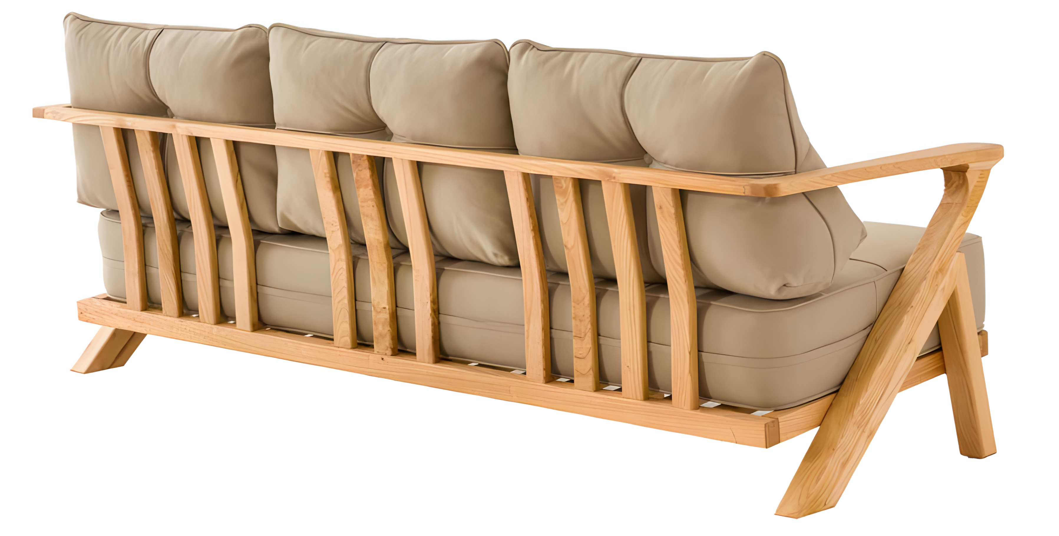 Elegantes Beiges 3-Sitzer-Sofa aus Holz und Textil für moderne