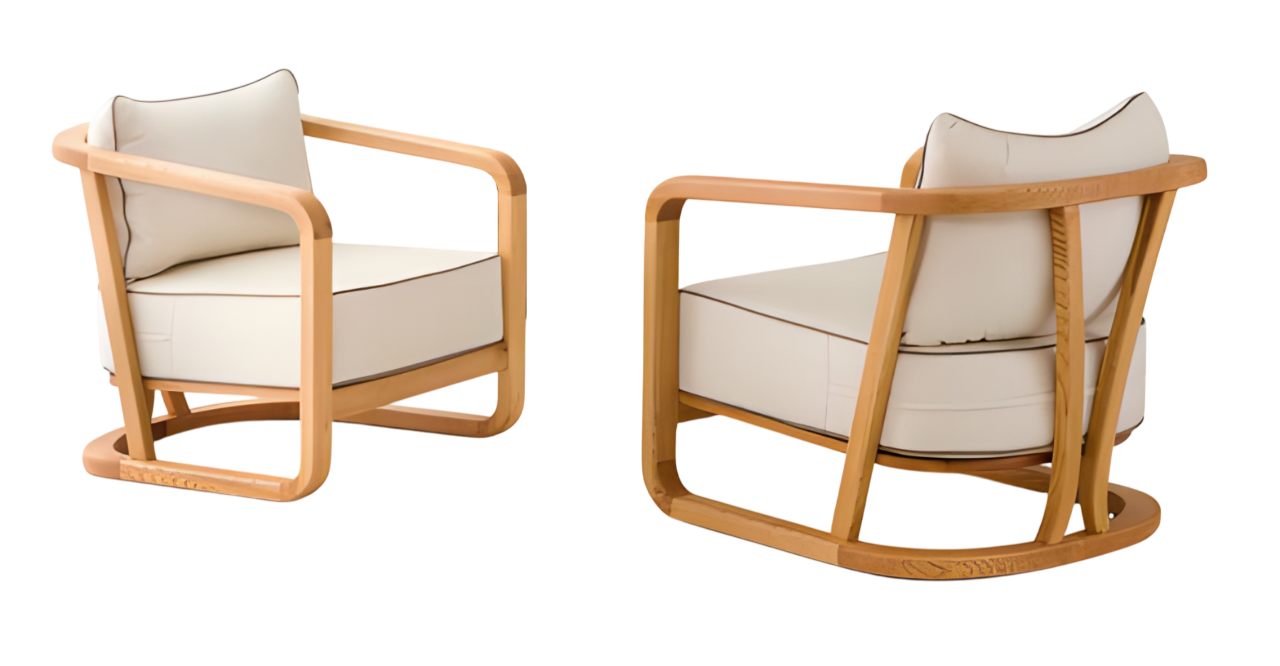 Moderne Beigefarbene Holz-Textil Sessel im eleganten Design