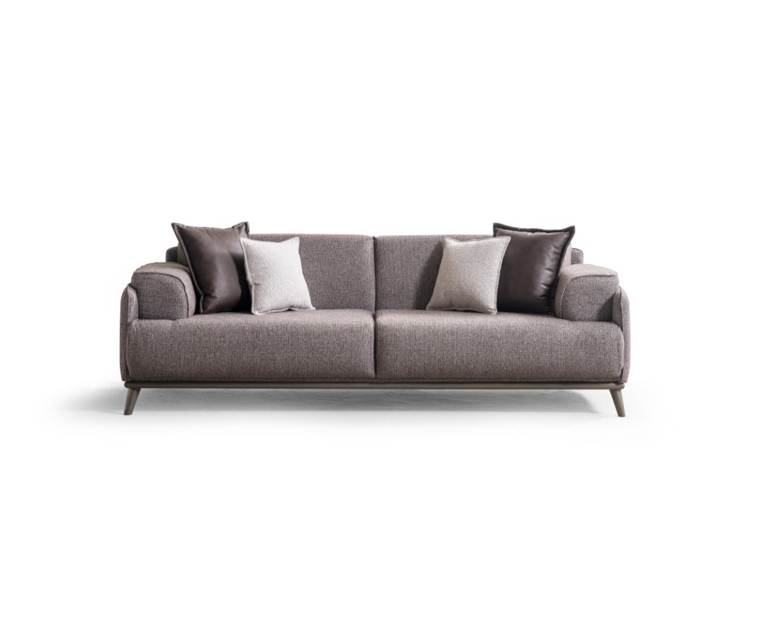 Modern braunes Stoffsofa 4-Sitzer mit Holzrahmen