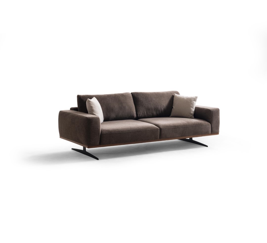 Elegantes braunes 3-Sitzer-Sofa aus Holz in modernem Design