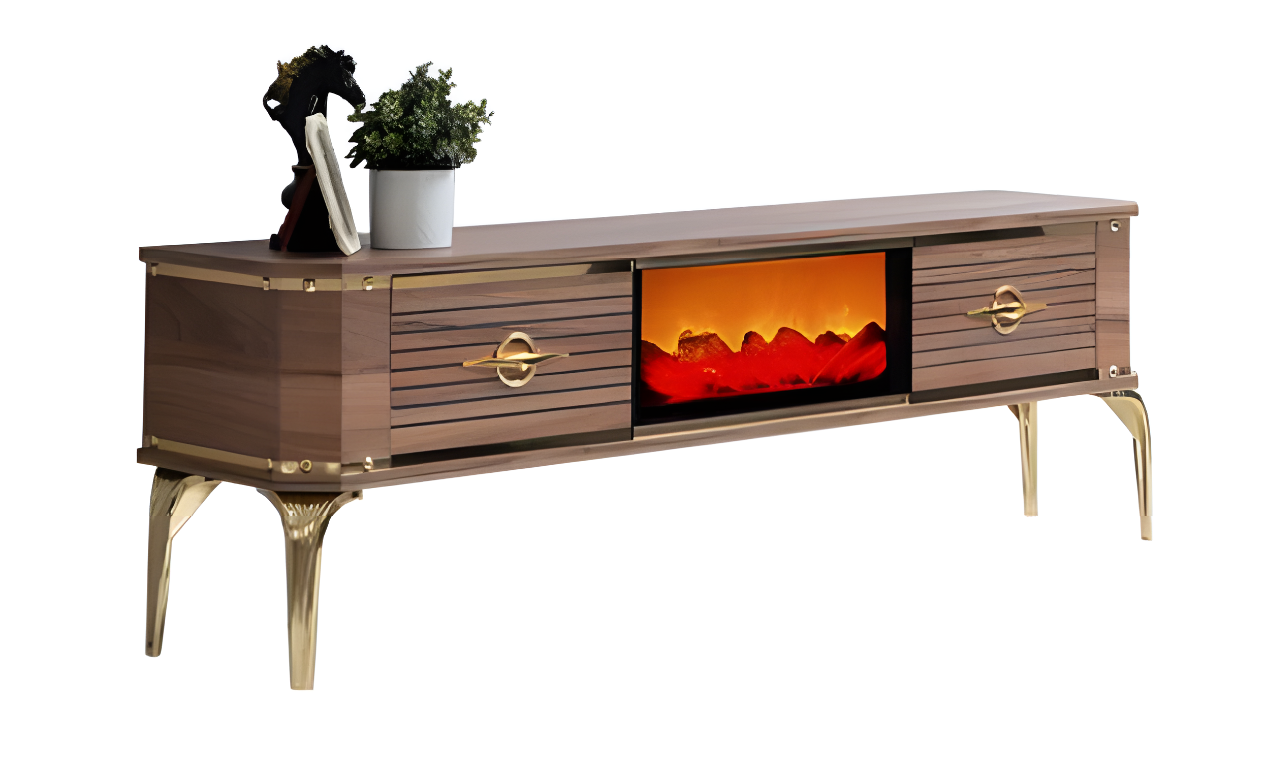 Hochwertige TV-Kommode mit eleganten Details und funktionalen Fächern