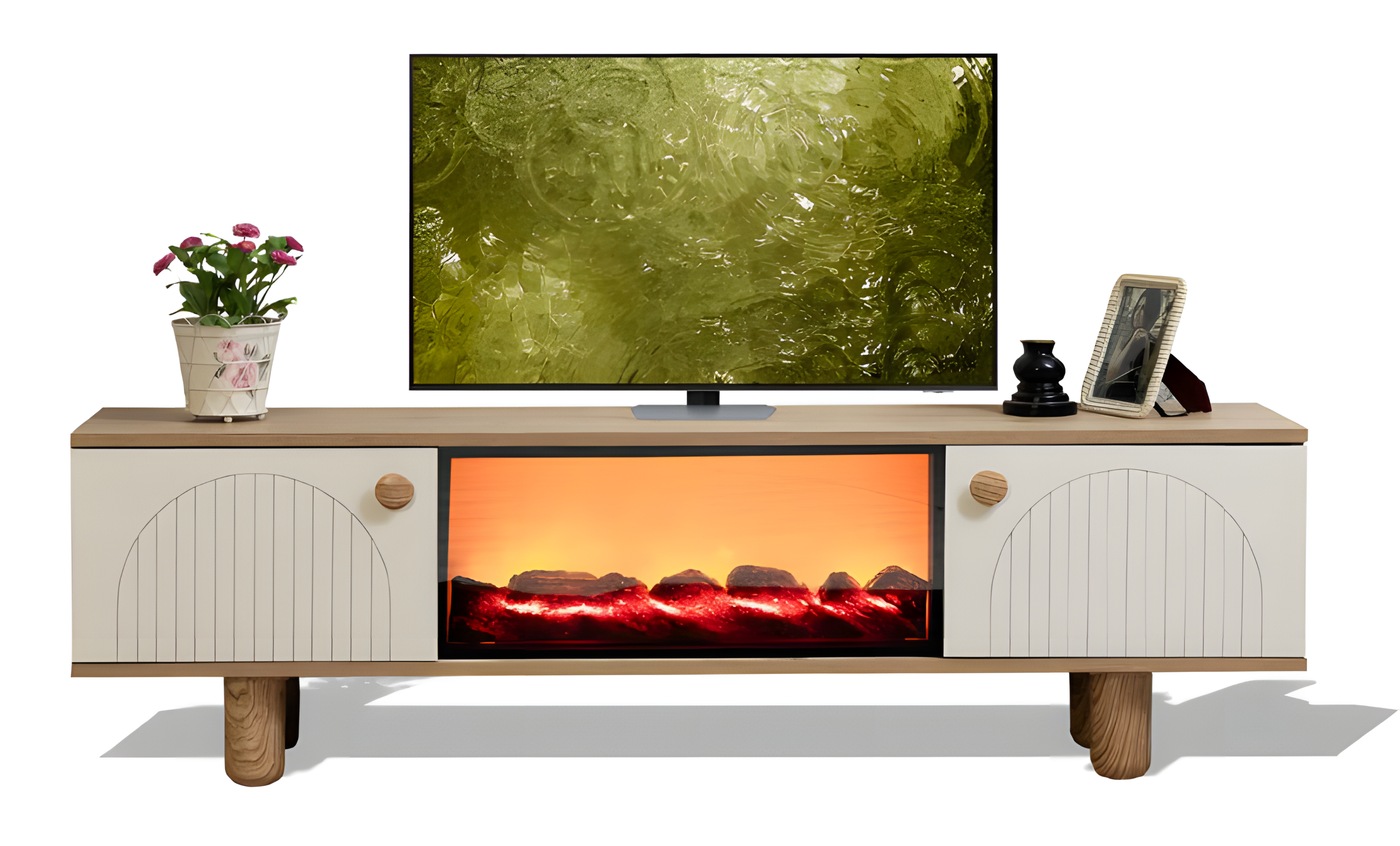 Kunstvoller  TV-Lowboard mit kratzfester Melaminoberfläche und stabilen Beinen