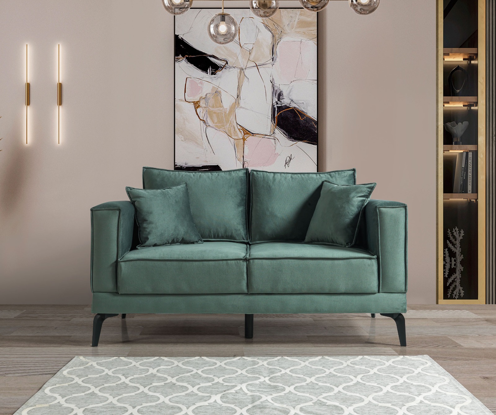 Das Sofa im modernen Design schafft eine stilvolle und gemütliche Atmosphäre.