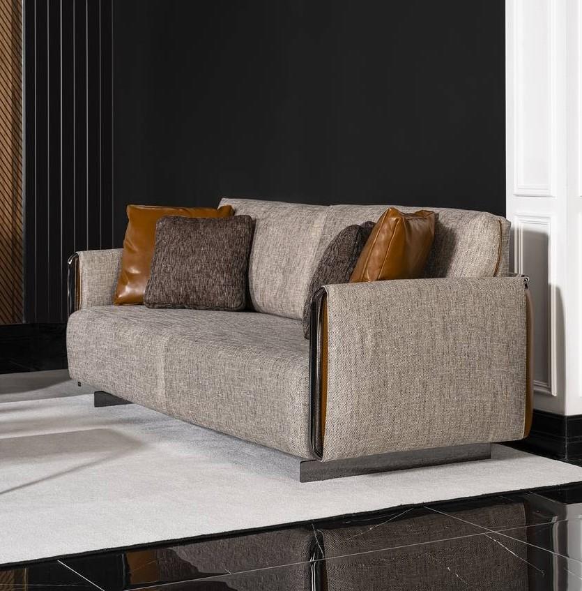 Sofa 3 Sitzer Hochwertig Farbe Grau Wohnzimmer Design Stil Möbel Moderne