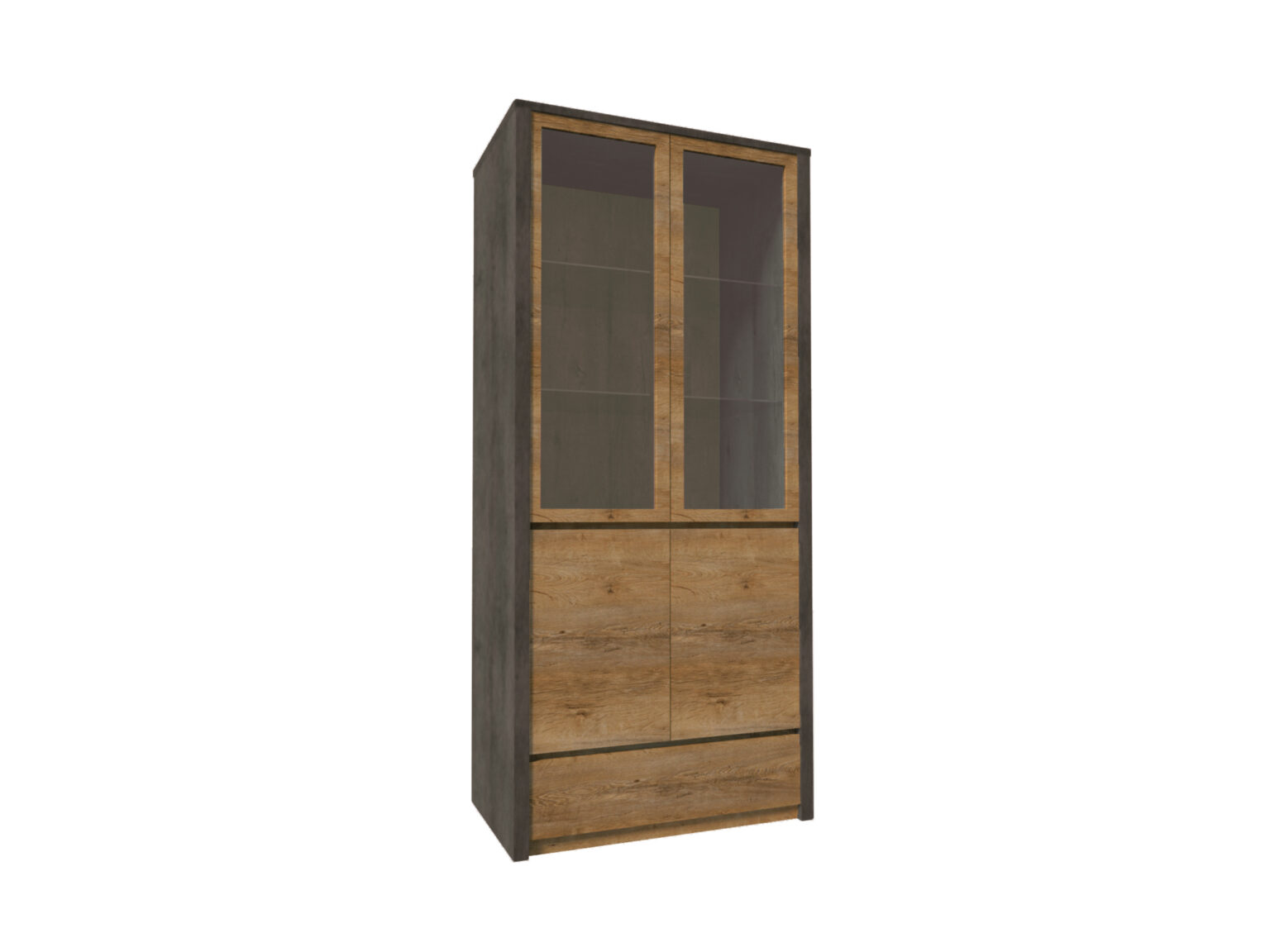 Vitrinenschrank Küchenbuffet Anrichte Vitrine Schublade Glas-Regale