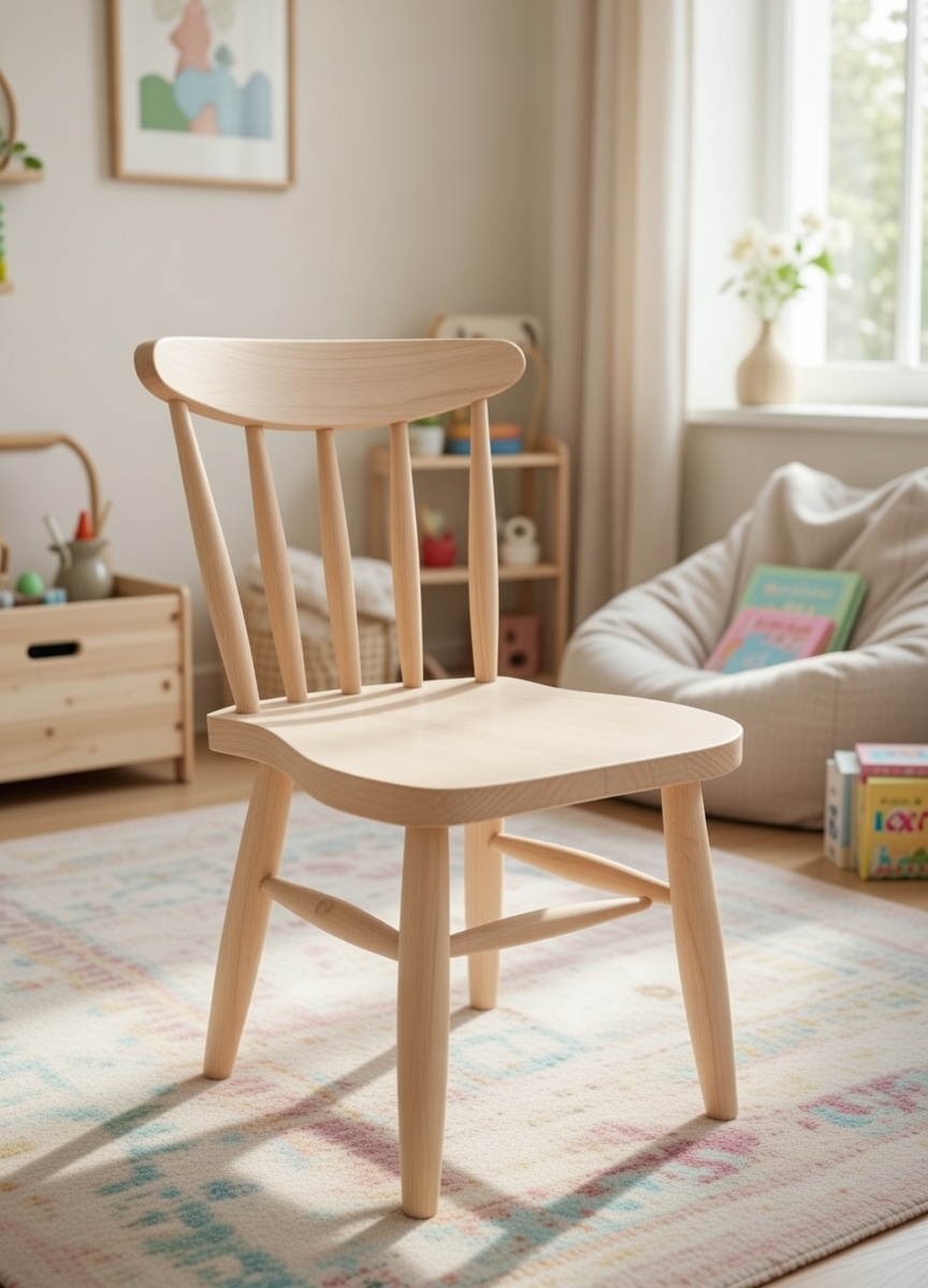 Bequemer Kinderstuhl aus hochwertigem Holz im modernen Design