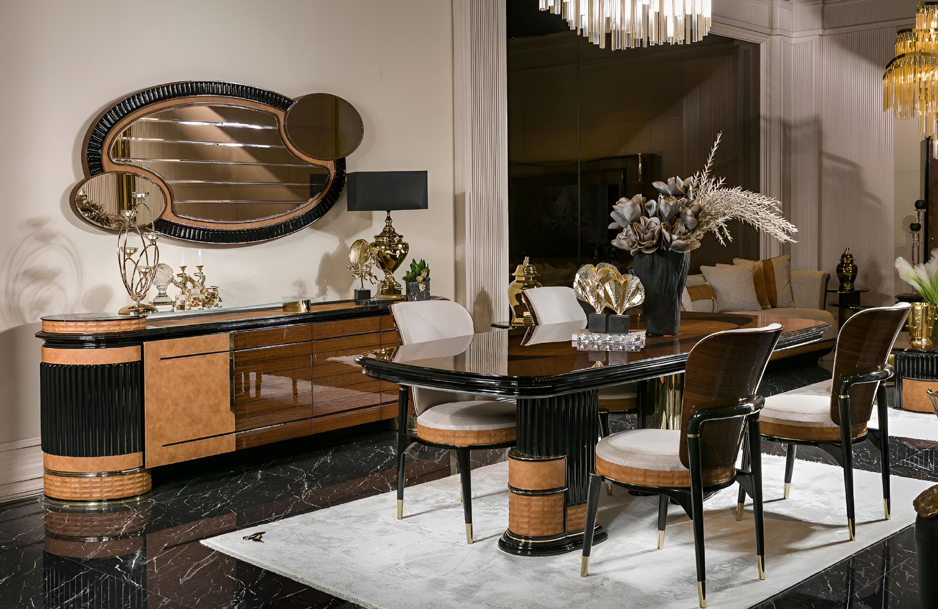 Moderne Esszimmer Garnitur Exklusiver Esstisch Sideboard 4x Stühle