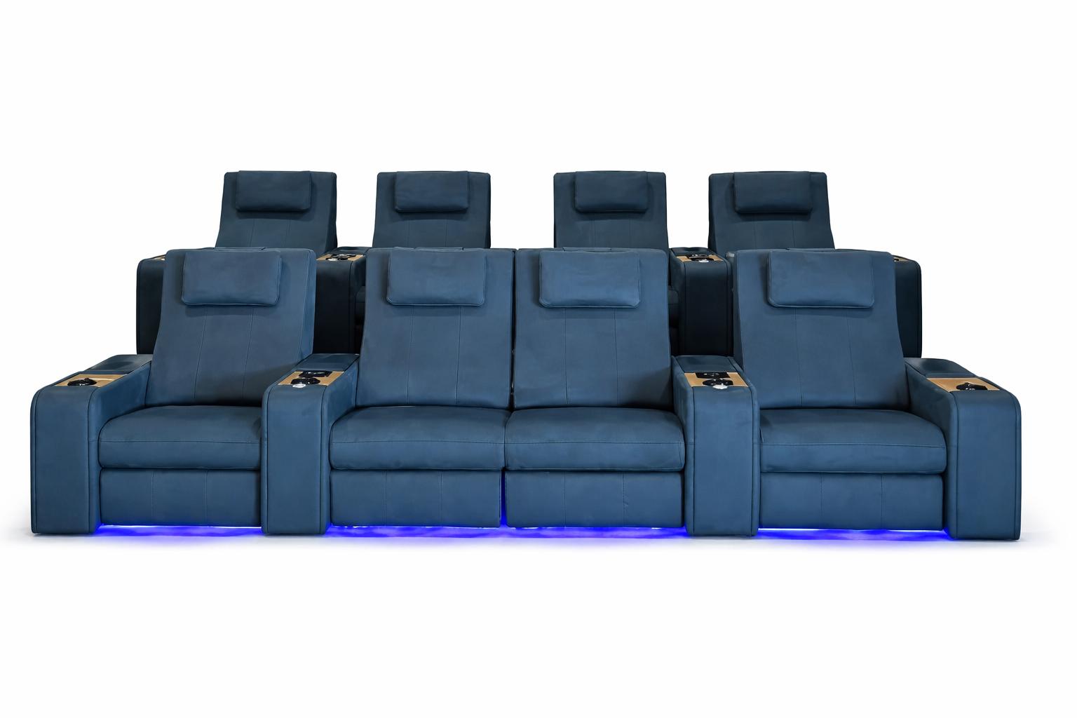 4-Sitzer Sessel Lederbezug Sessel mit Getränkehaltern Moderner Stil