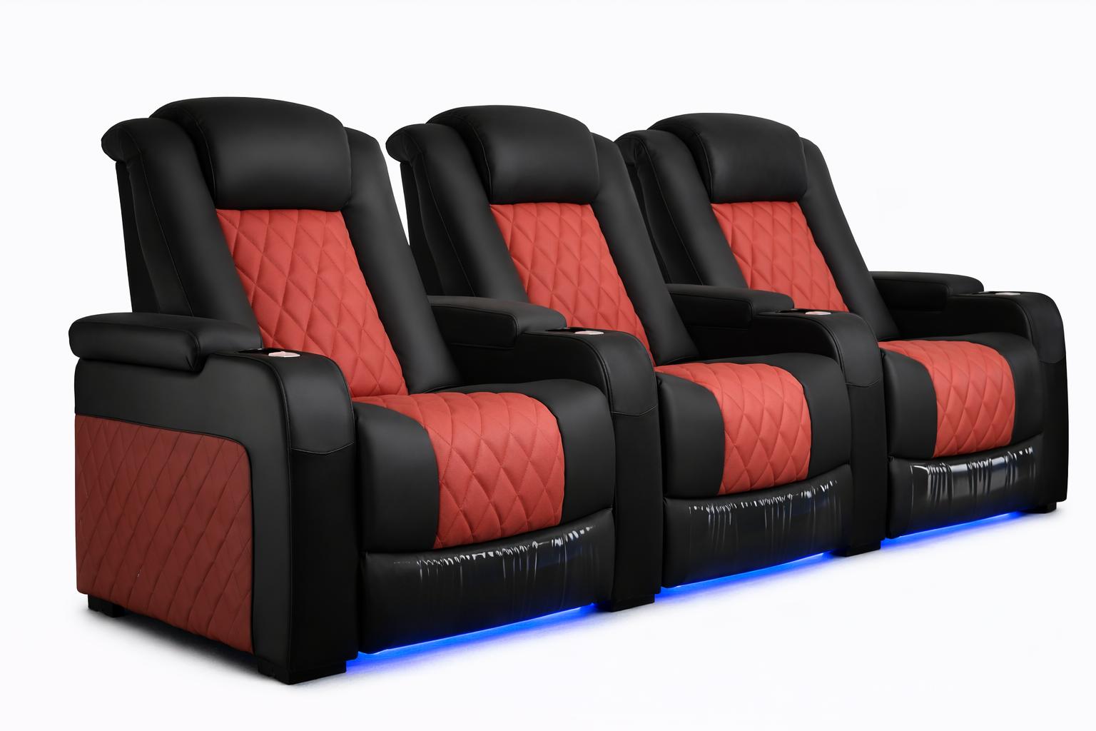 3-Sitzer Sessel Moderner Stil Sessel mit LED-Beleuchtung Lederbezug