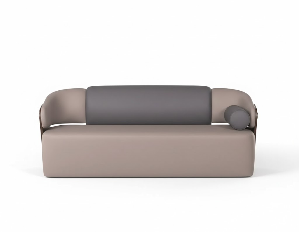 Brauner 3-Sitzer-Sofa Minimalistischer Stil Holzrahmen Premium-Leder