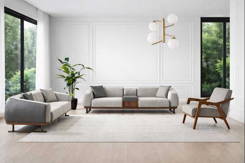 Designer Polster-Set Edle Textilcouchen Luxuriöser Einsitzer 4tlg