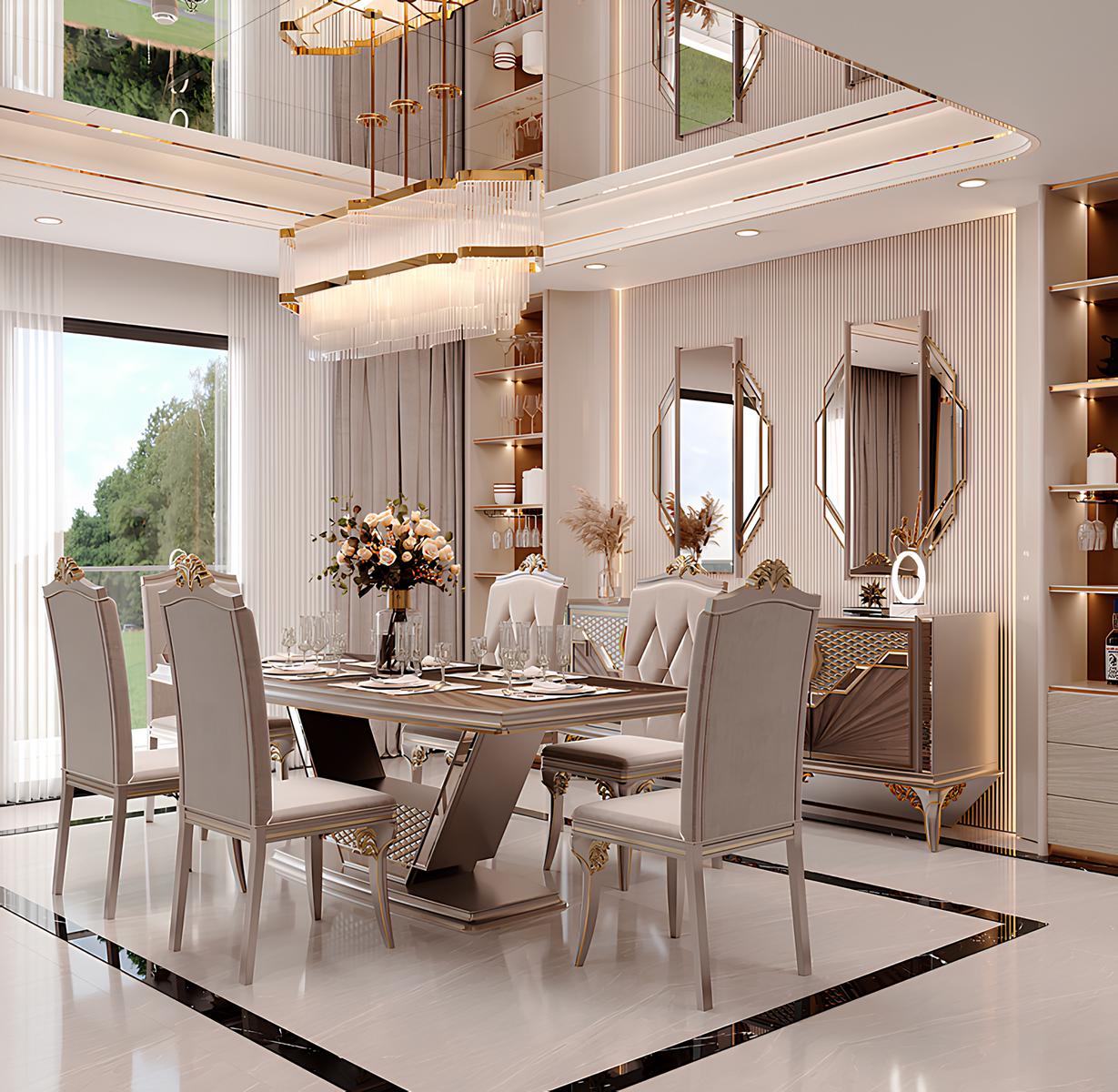 Elegantes Esszimmer-Set mit Tisch, 6 Stühlen und Sideboard