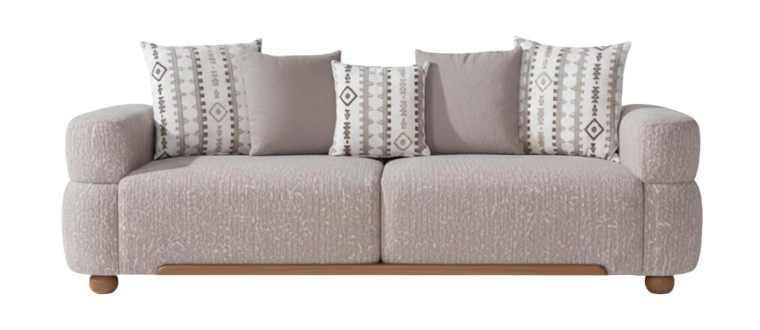 Modernes 3-Sitzer-Sofa Minimalistischer Stil Holzrahmen Beige Farbe