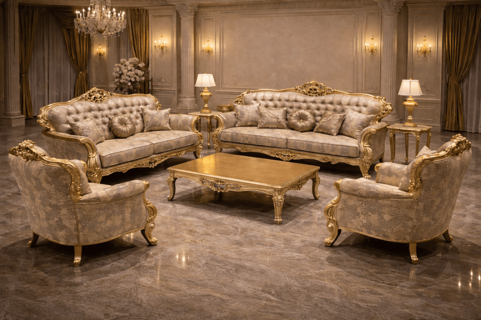 Luxuriöse Chesterfield Sofagarnitur Klassische 3-Sitzer Sofas Sessel