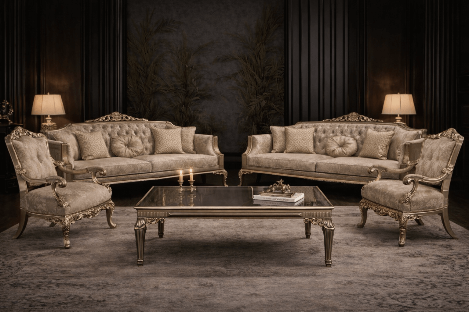 Klassische Beige Chesterfield Couchgarnitur 3-Sitzer Couchtisch